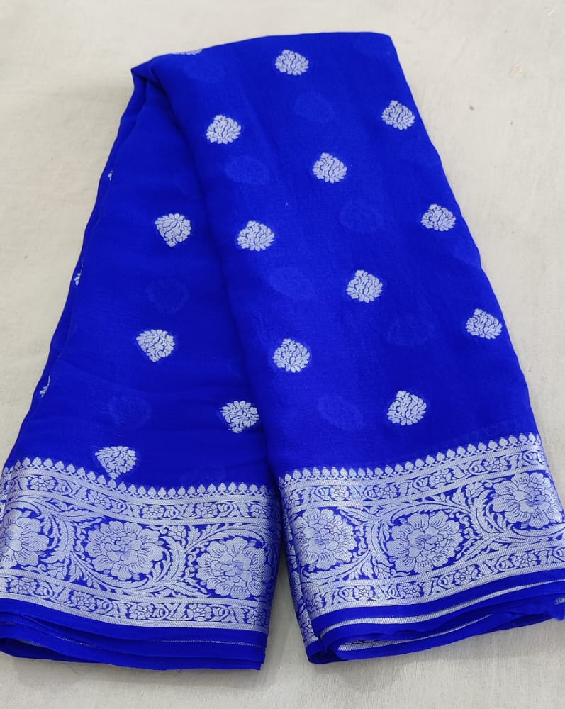 Pure Khaddi Chiffon Banarasi Saree