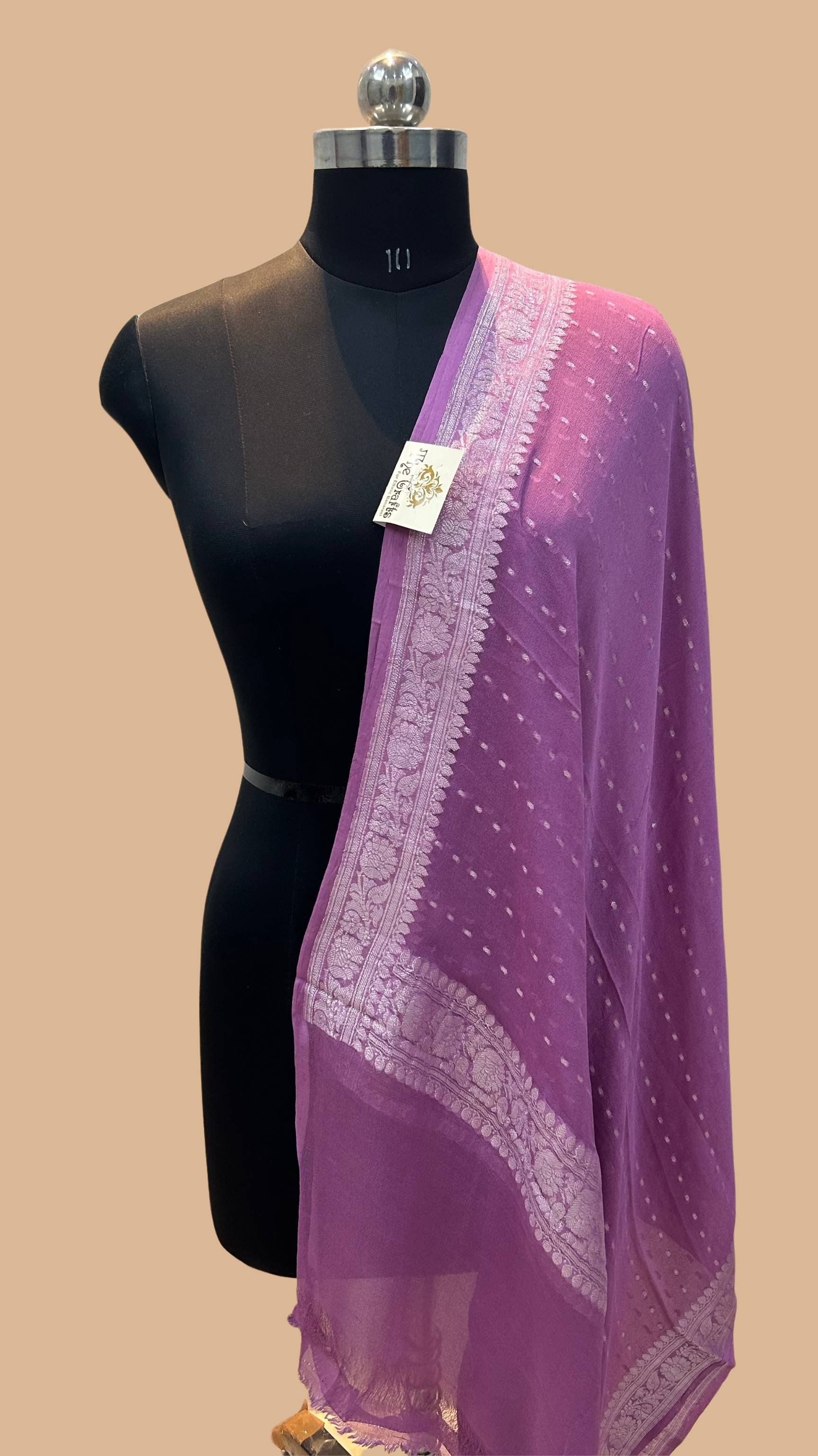 Pure Georgette Banarasi Dupatta - silver zari