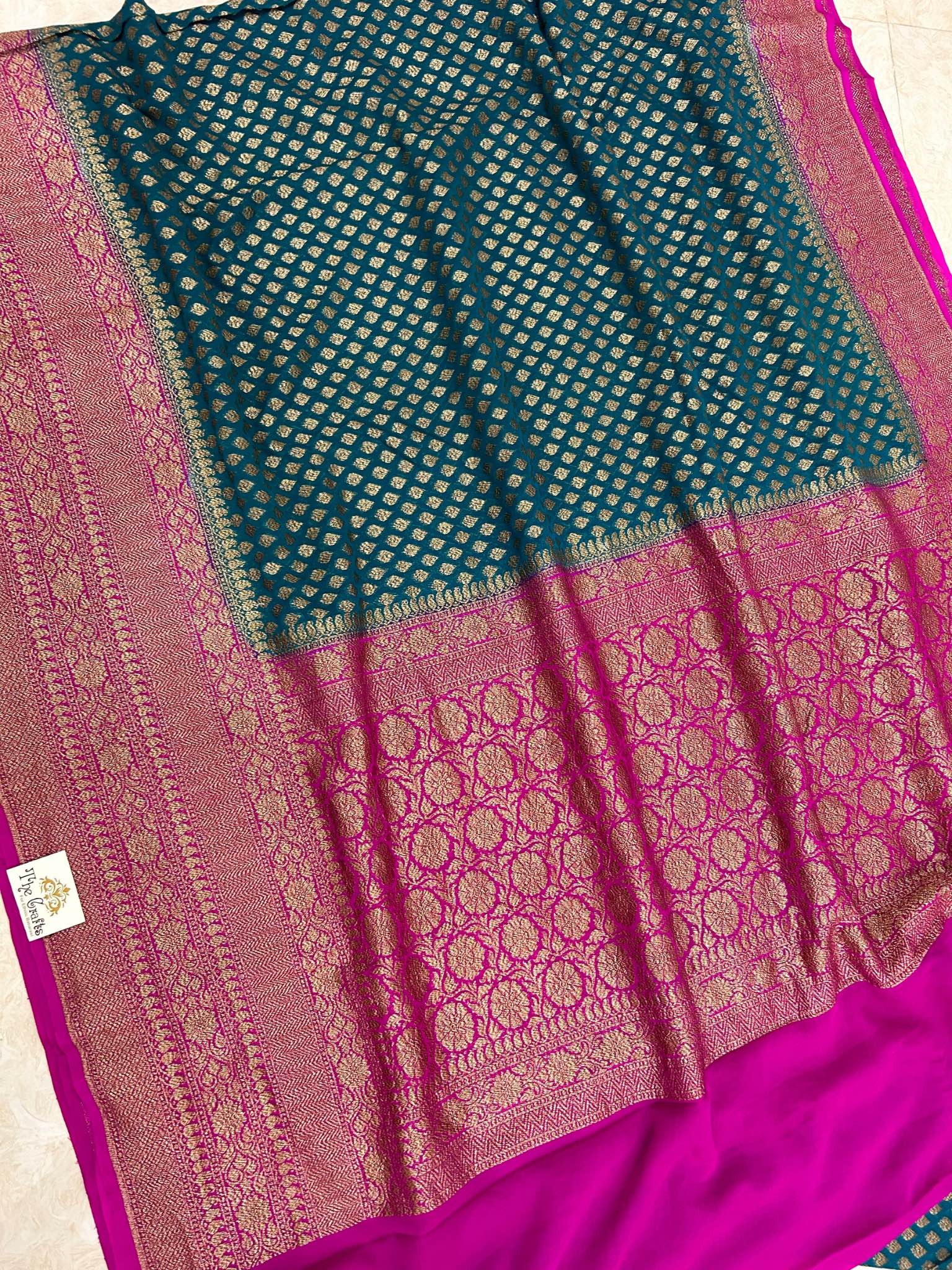 Khaddi Georgette Banarasi Saree - Antique Zari