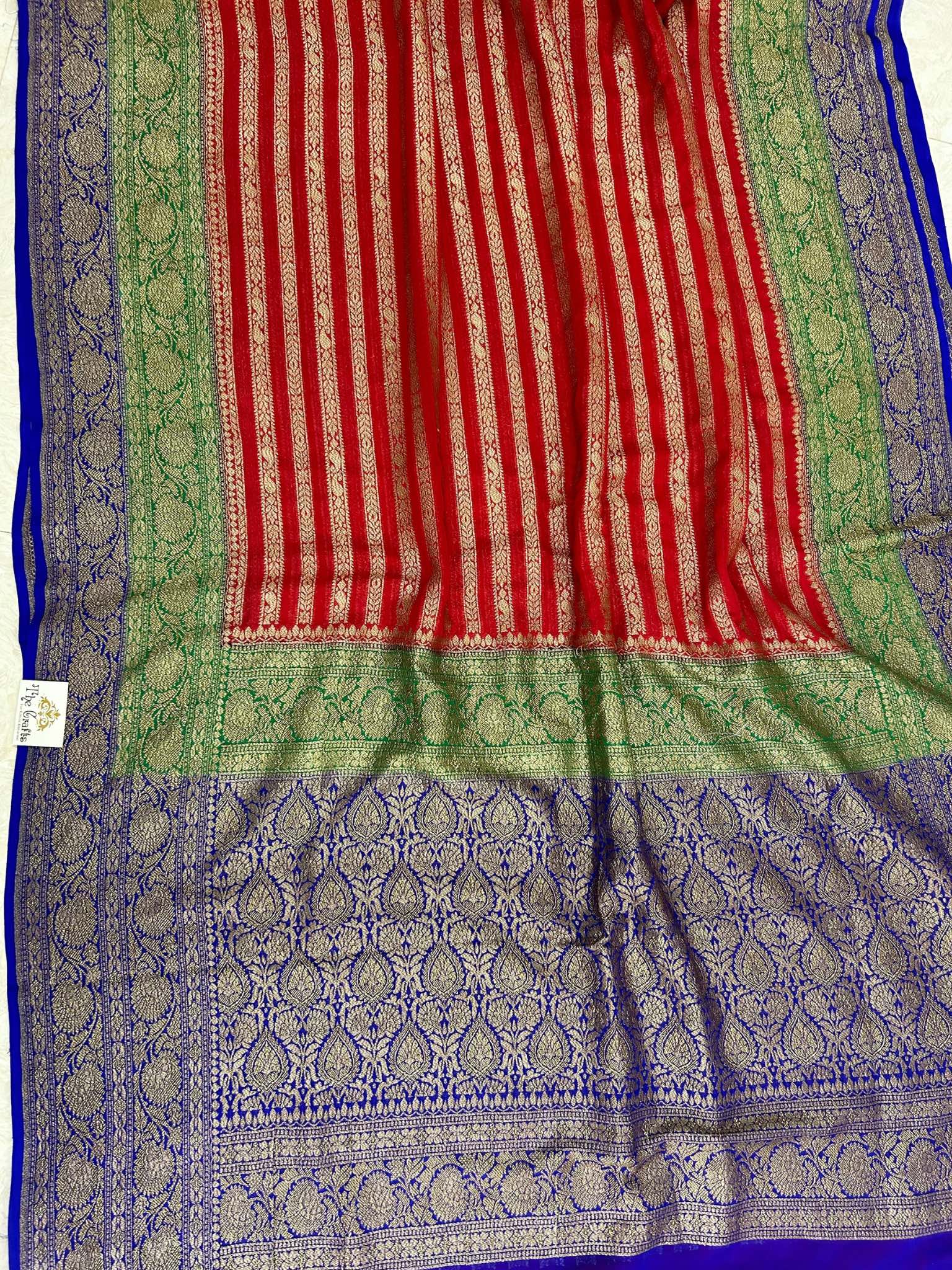 Khaddi Georgette Banarasi Saree - Antique Zari