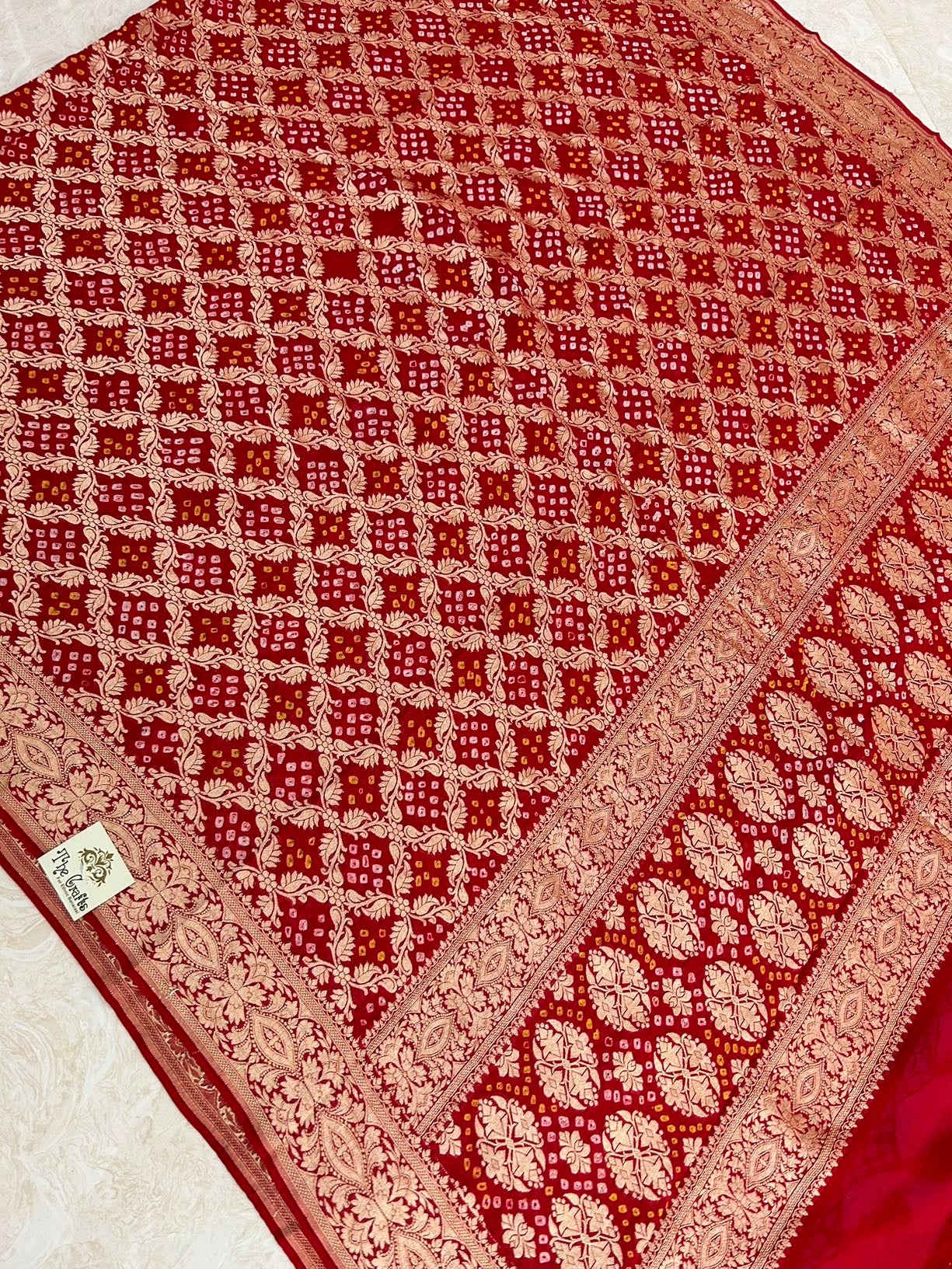 Khaddi Georgette Banarasi Handloom Bandhej Dupatta