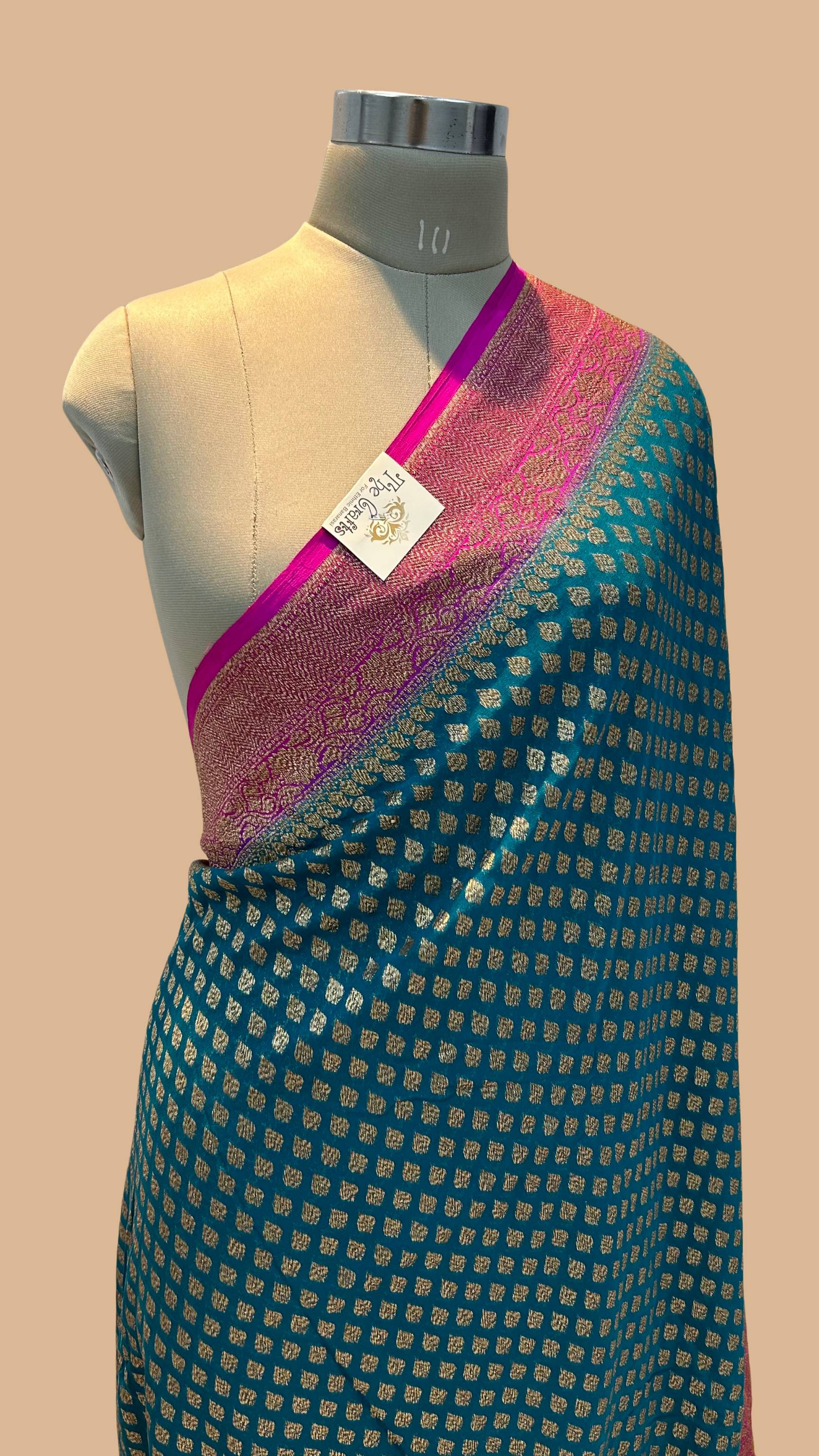 Khaddi Georgette Banarasi Saree - Antique Zari