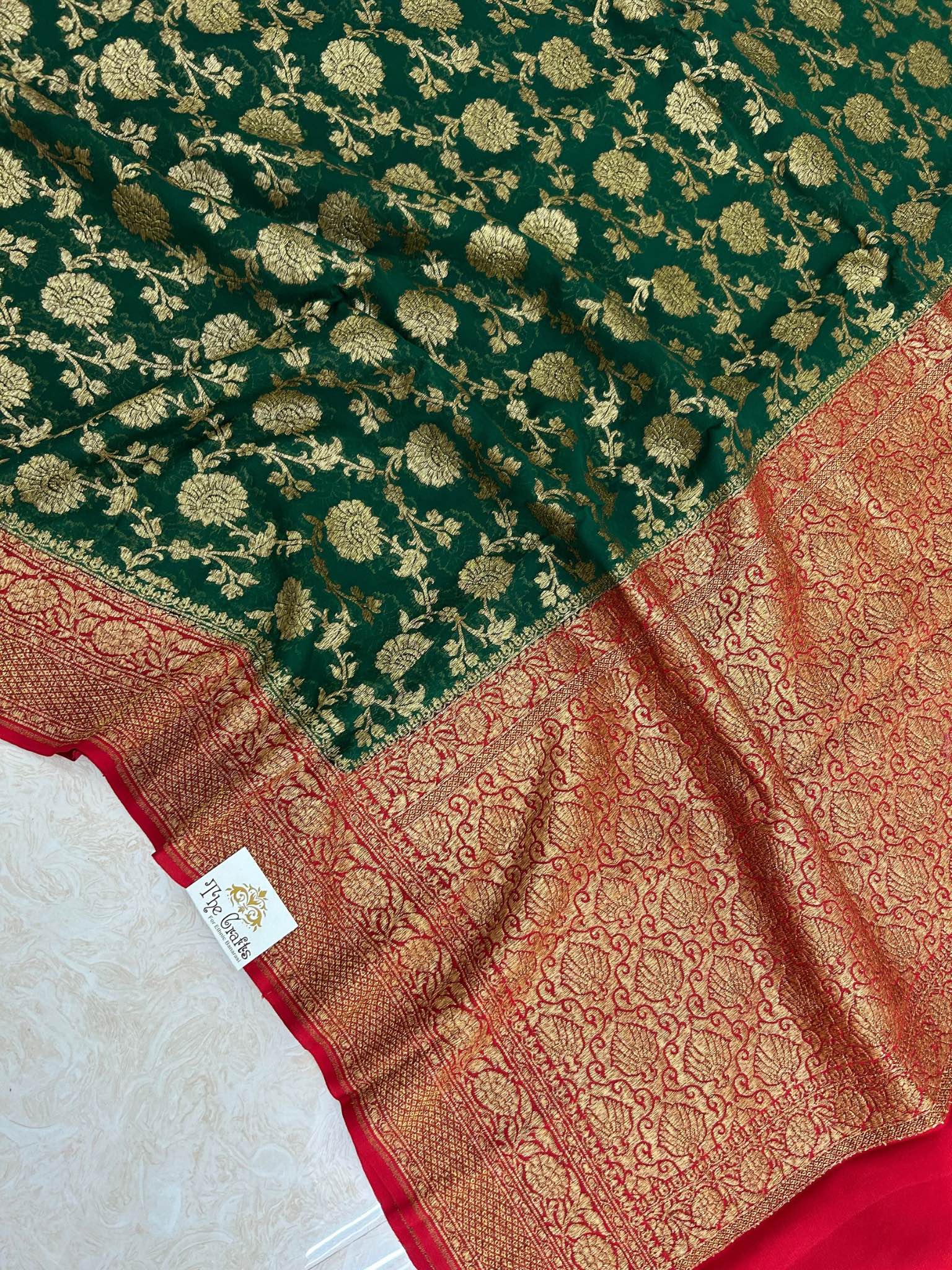 Khaddi Georgette Banarasi Saree - Antique Zari