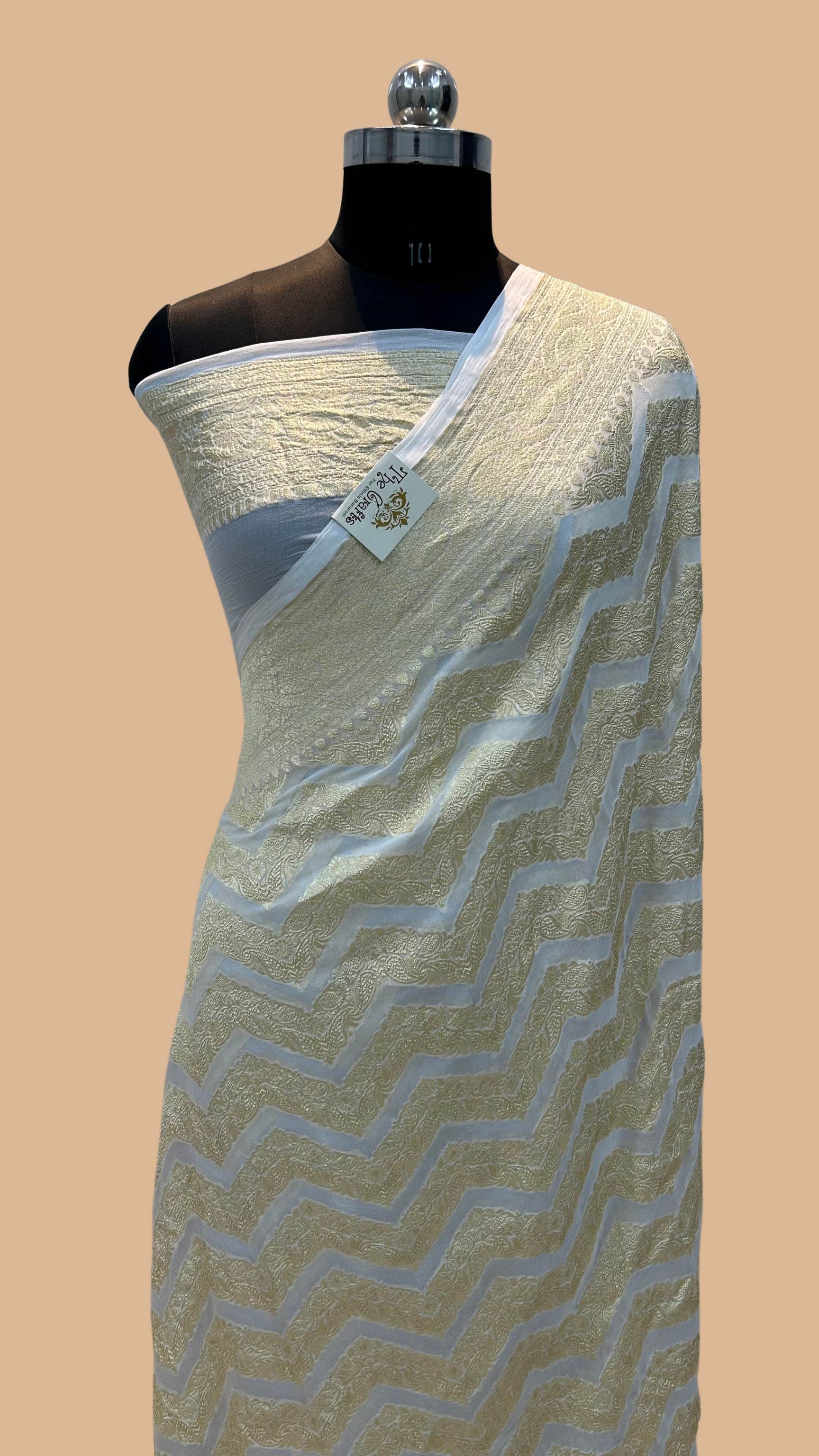 Khaddi Georgette Handloom Banarasi Saree - Water Zari