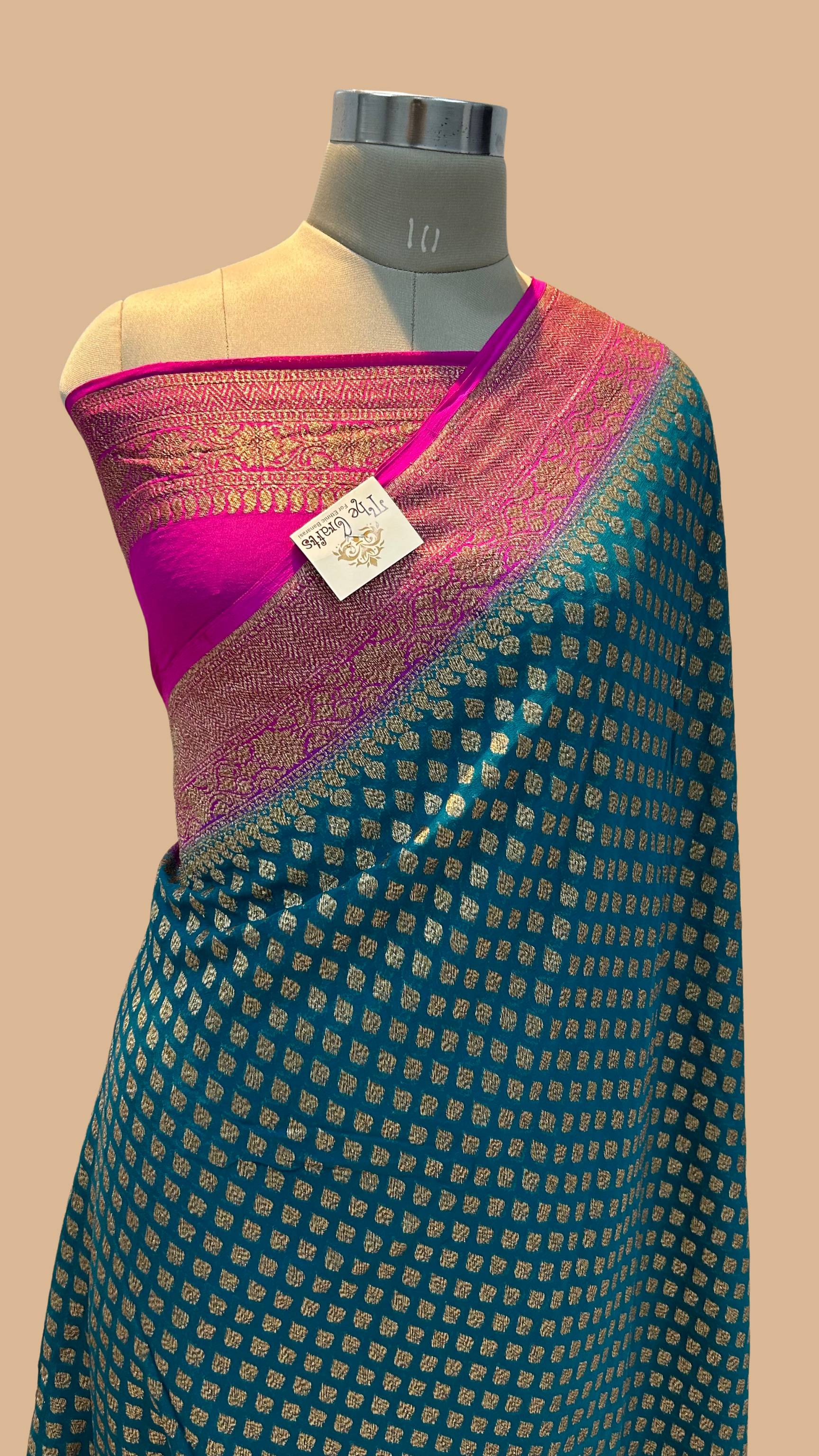 Khaddi Georgette Banarasi Saree - Antique Zari