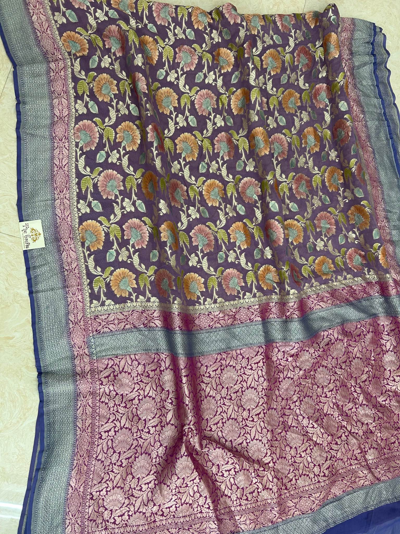 Khaddi Georgette Handloom Banarasi Saree