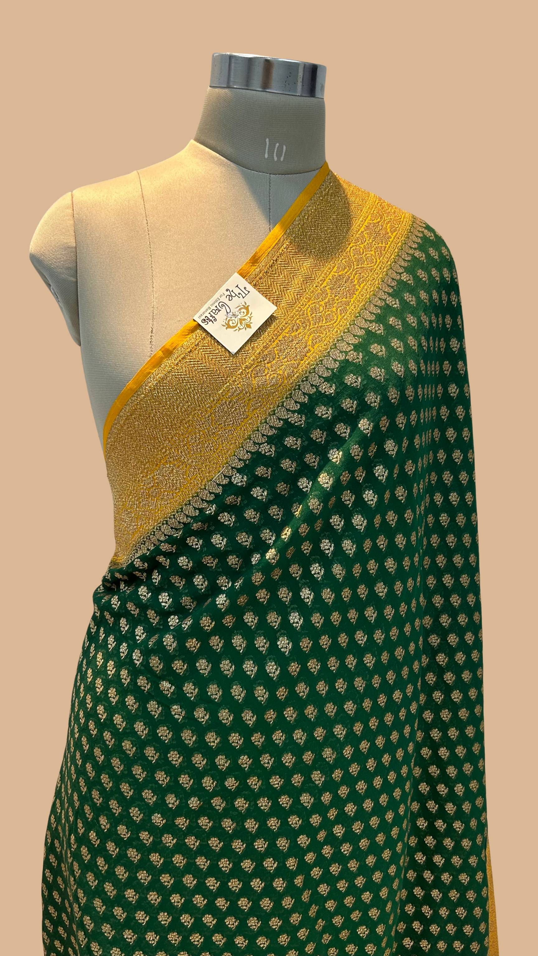 Khaddi Georgette Banarasi Saree - Antique Zari