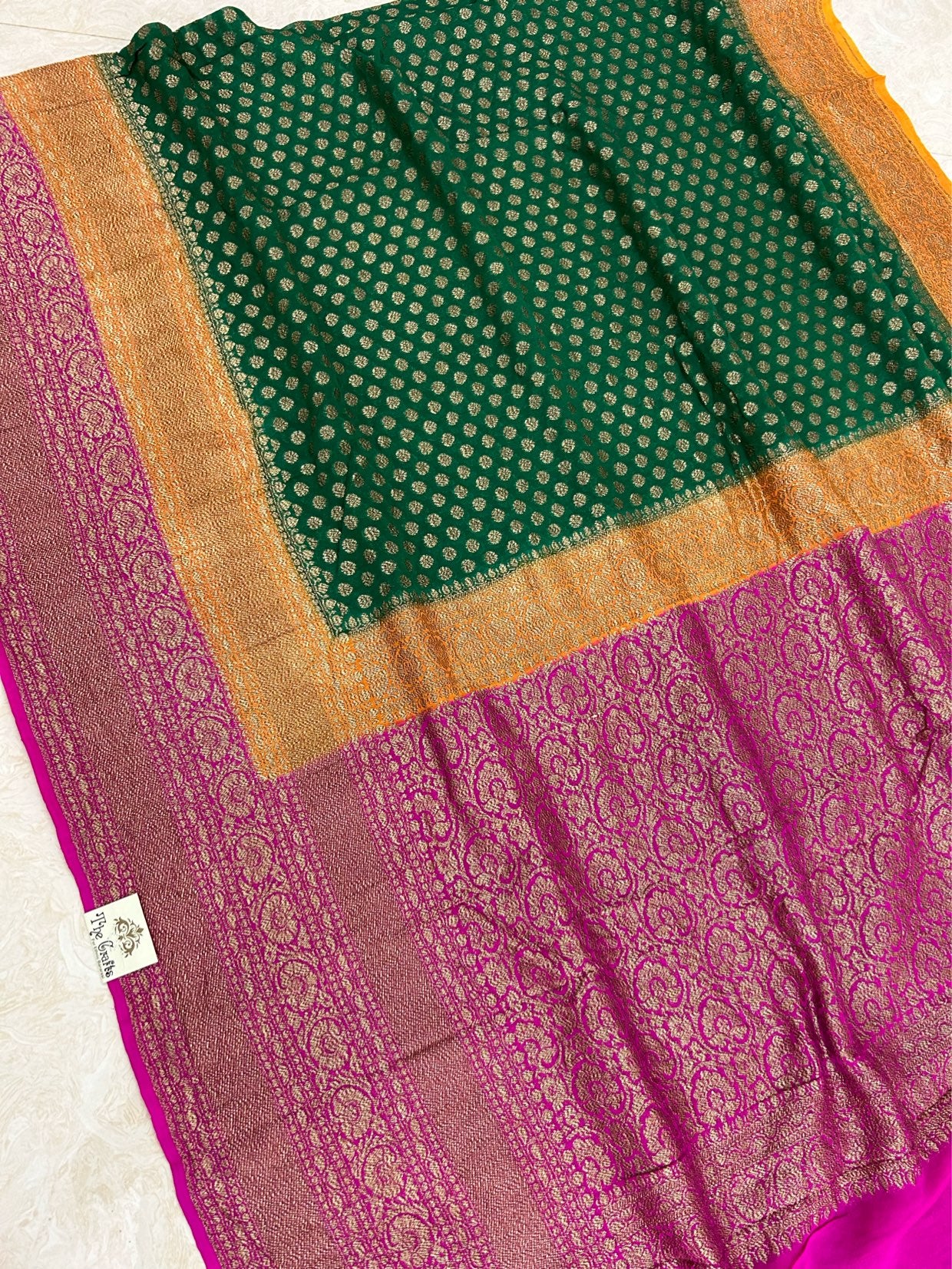 Khaddi Georgette Banarasi Saree - Antique Zari