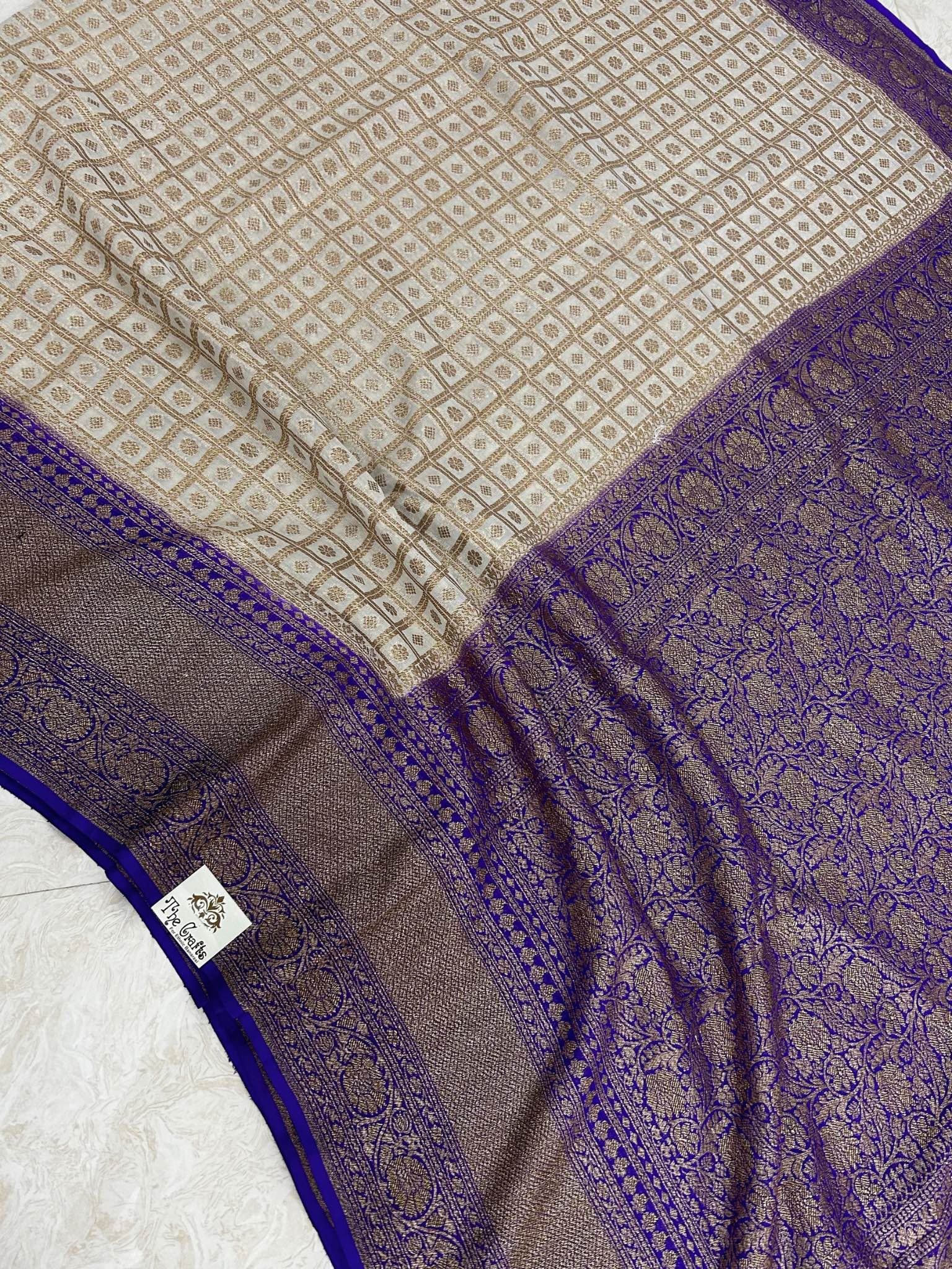 Khaddi Georgette Banarasi Saree - Antique Zari