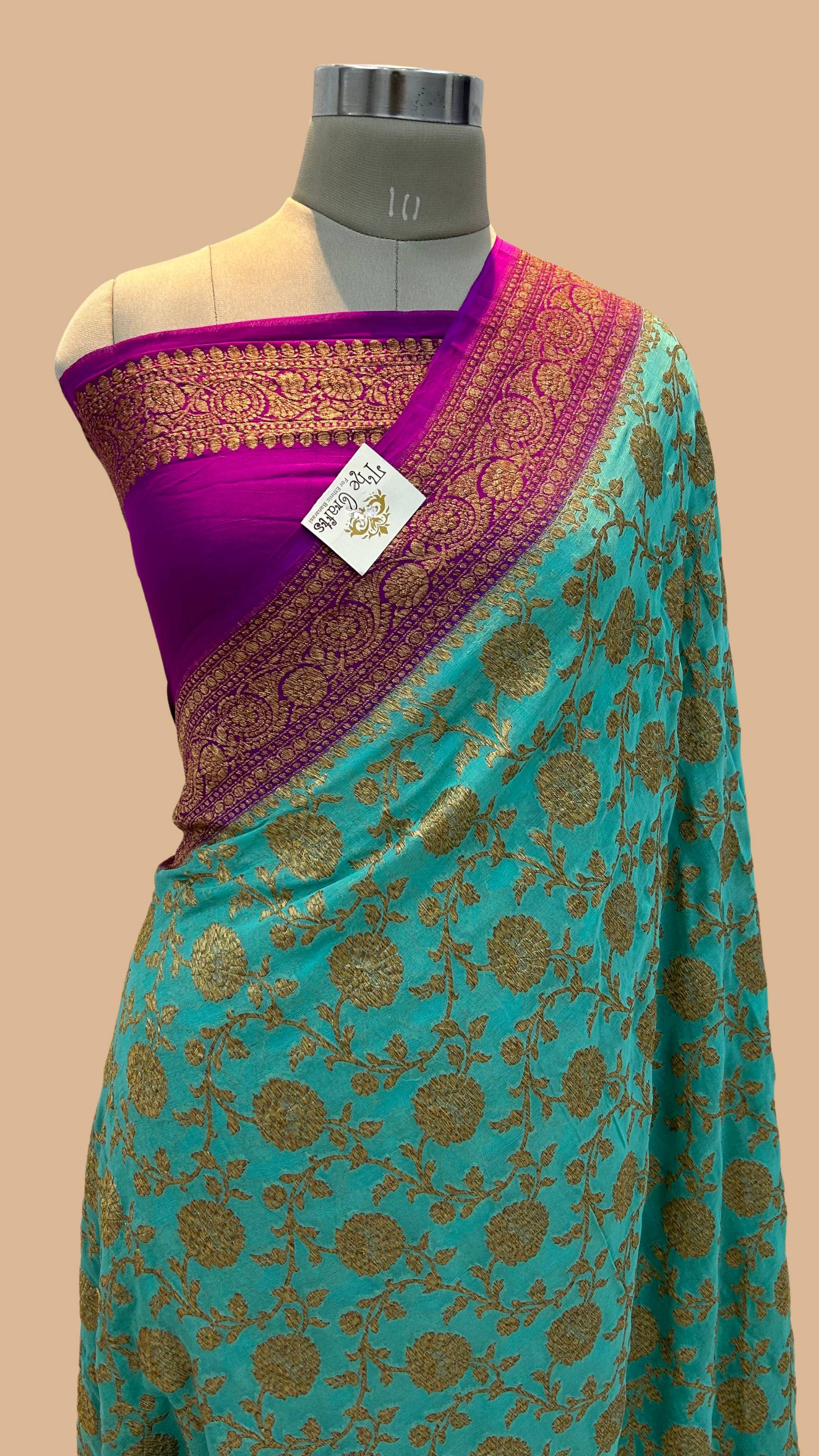 Khaddi Georgette Banarasi Saree - Antique Zari