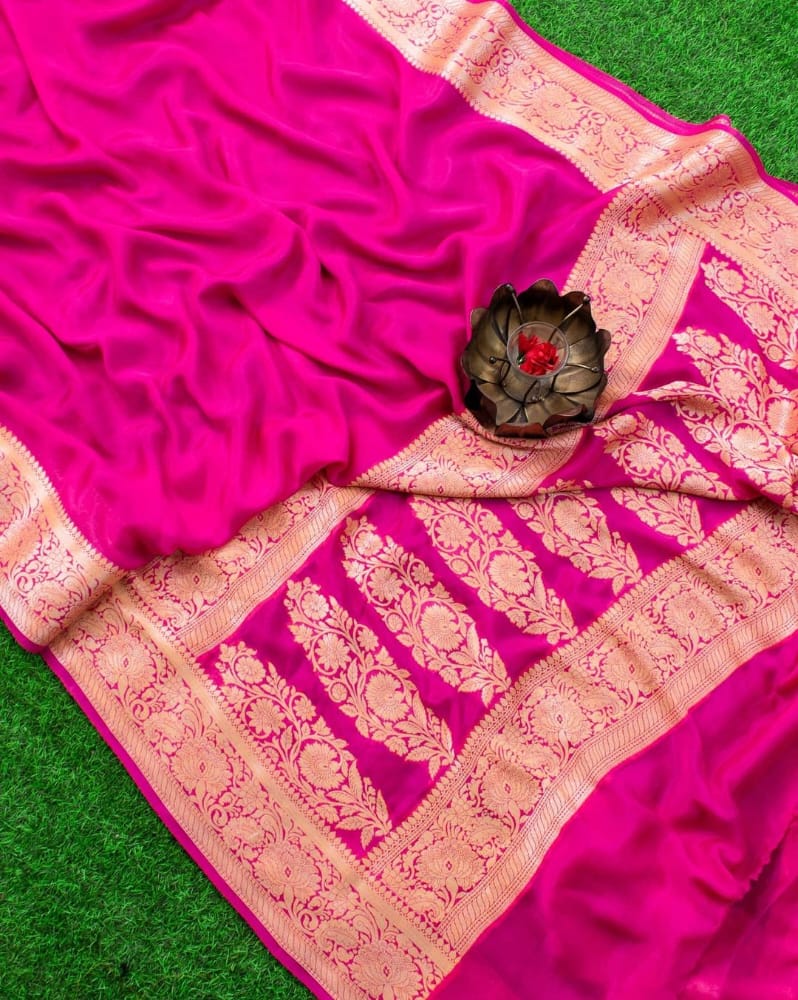 Pure Khaddi Chiffon Banarasi Saree