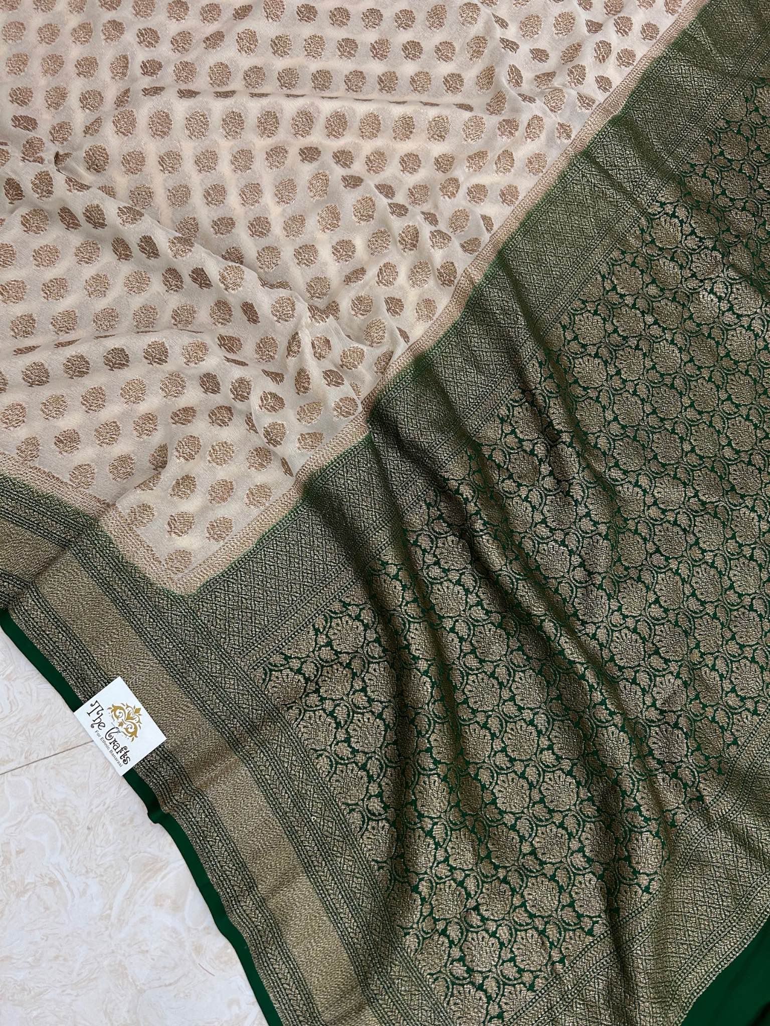 Khaddi Georgette Banarasi Saree - Antique Zari