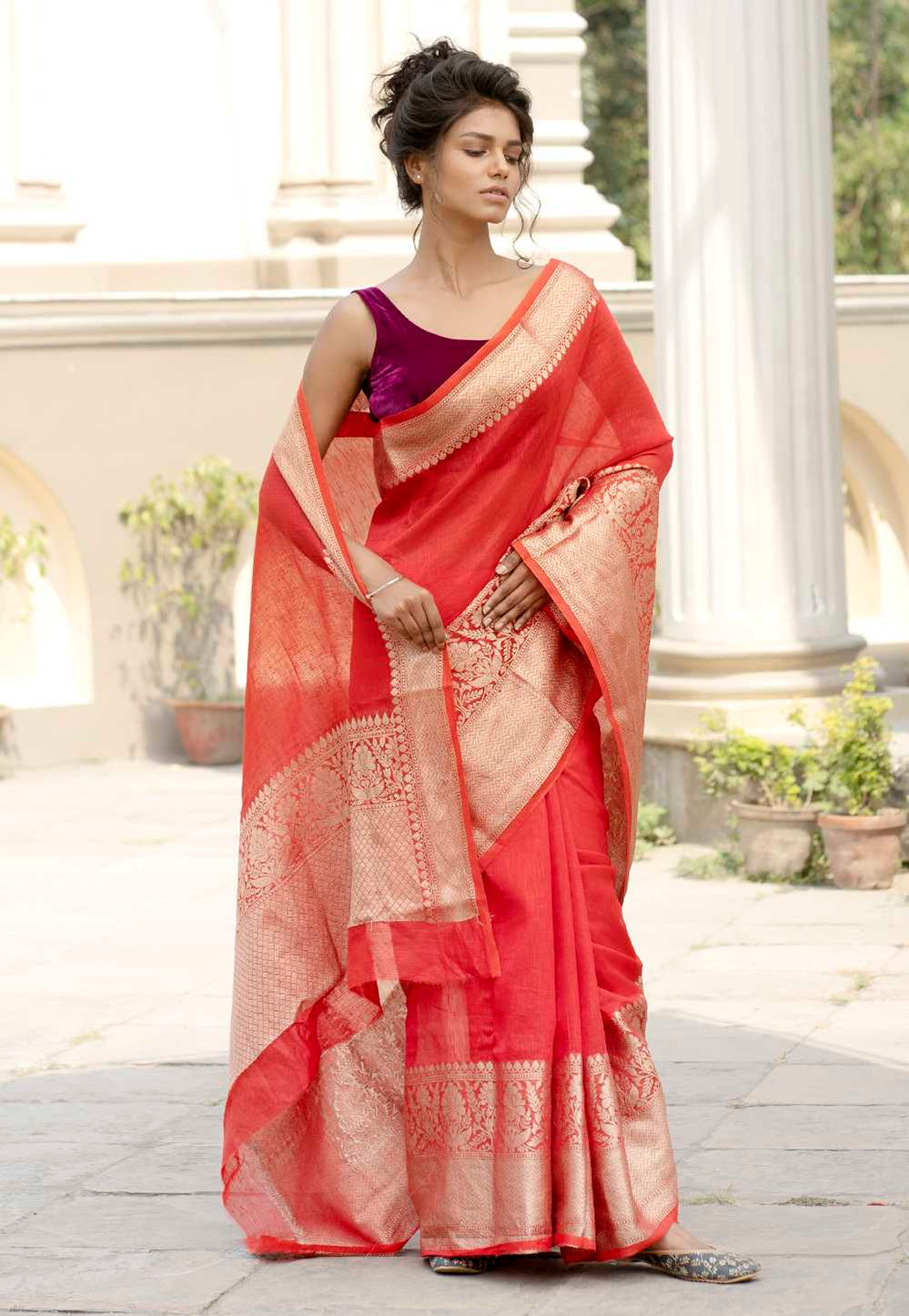 Pure Linen Banarasi Saree