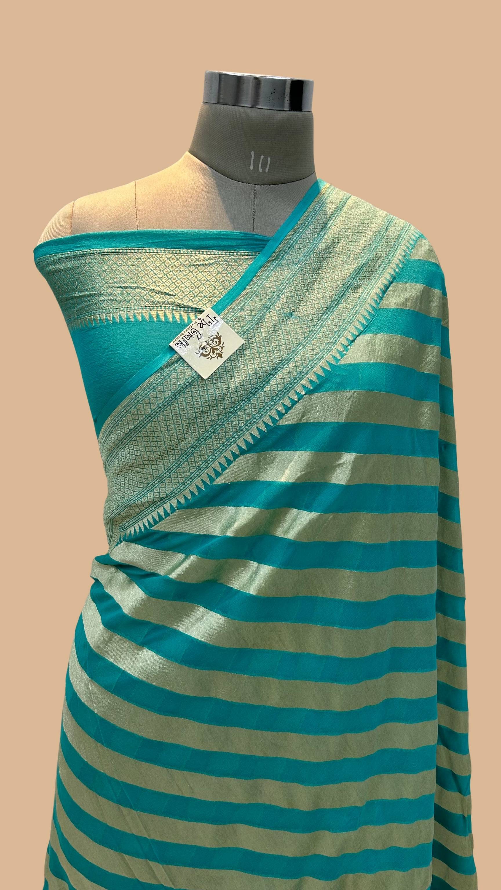 Khaddi Georgette Banarasi Saree - Water Zari