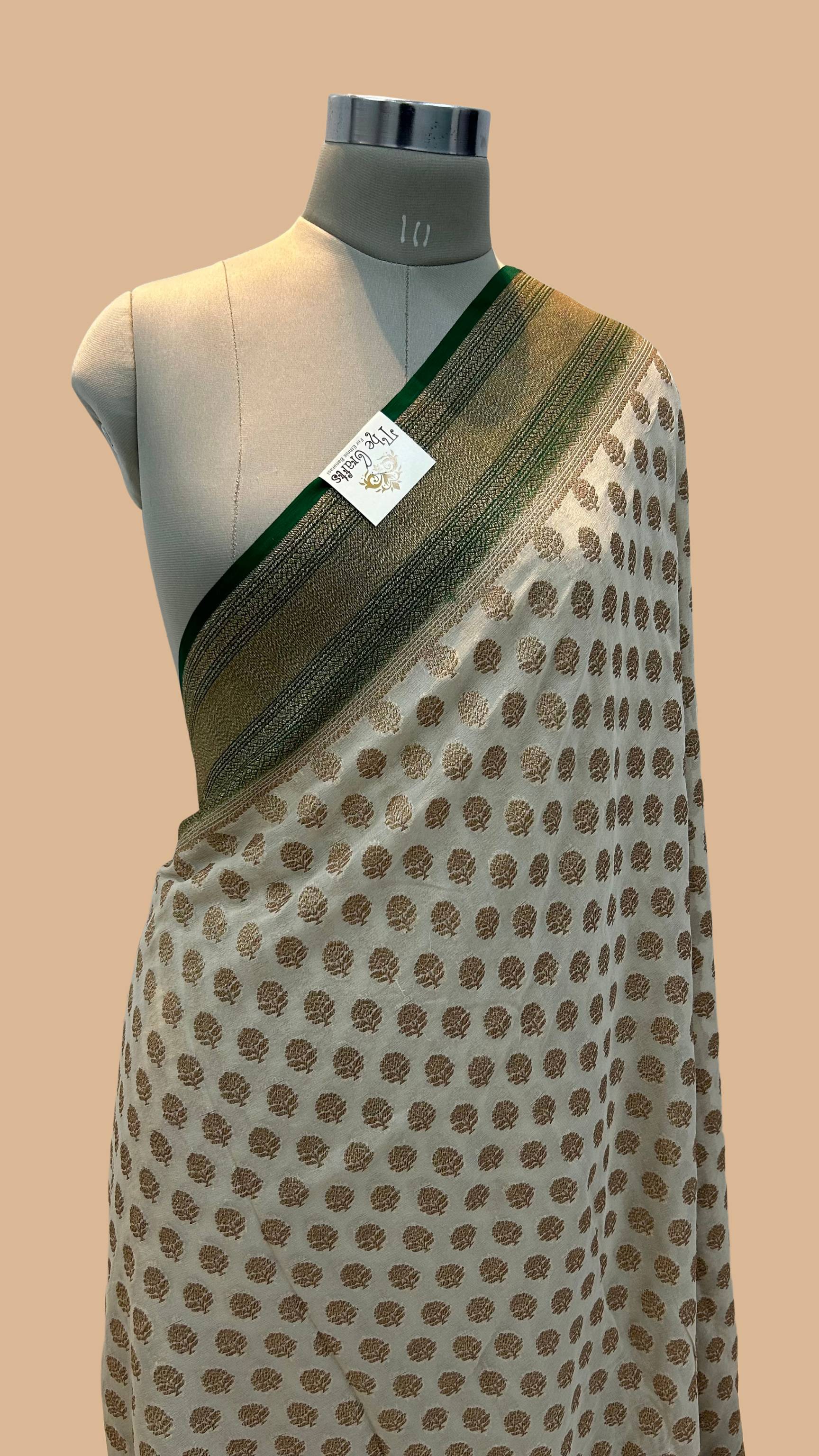 Khaddi Georgette Banarasi Saree - Antique Zari