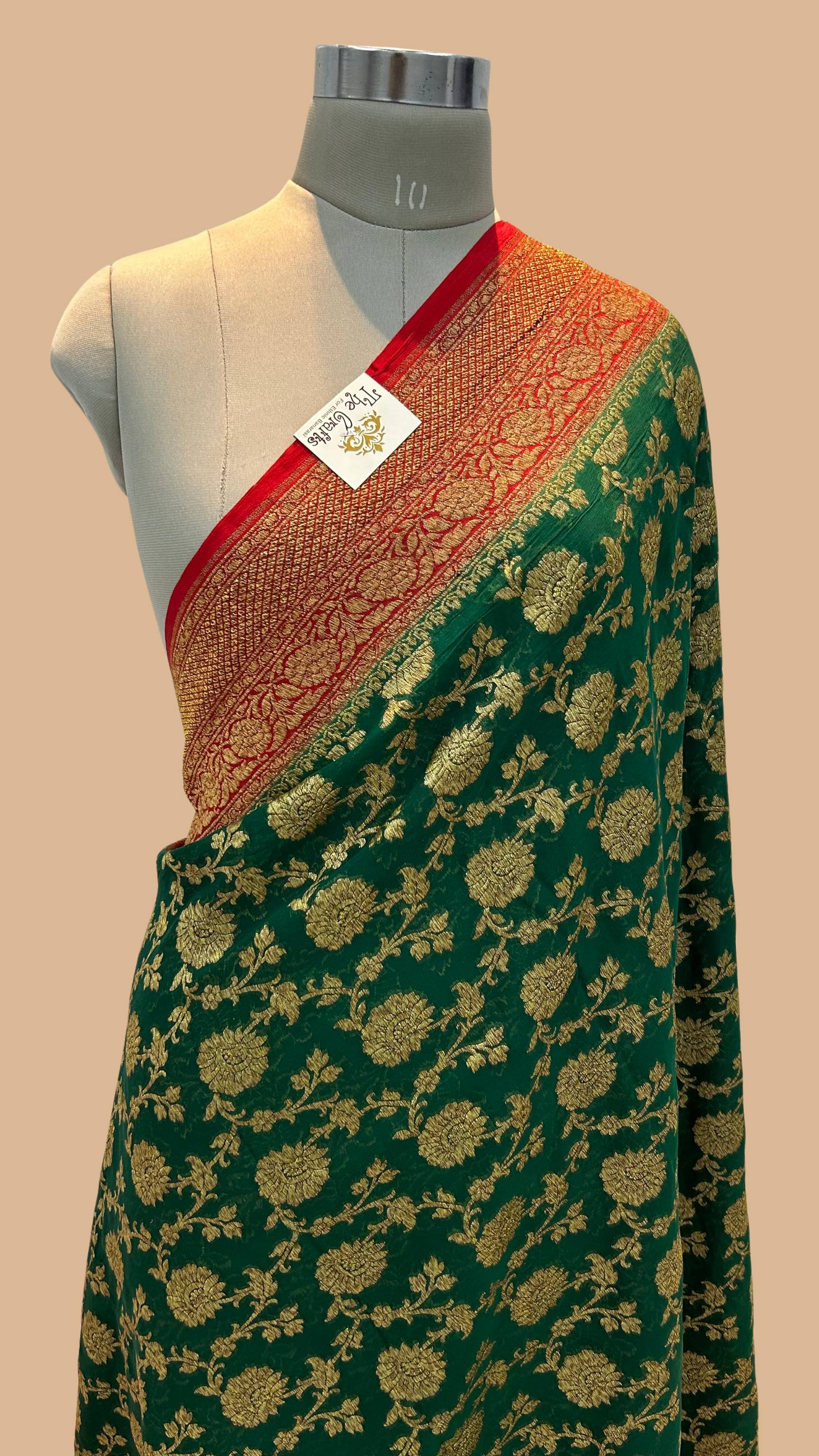 Khaddi Georgette Banarasi Saree - Antique Zari