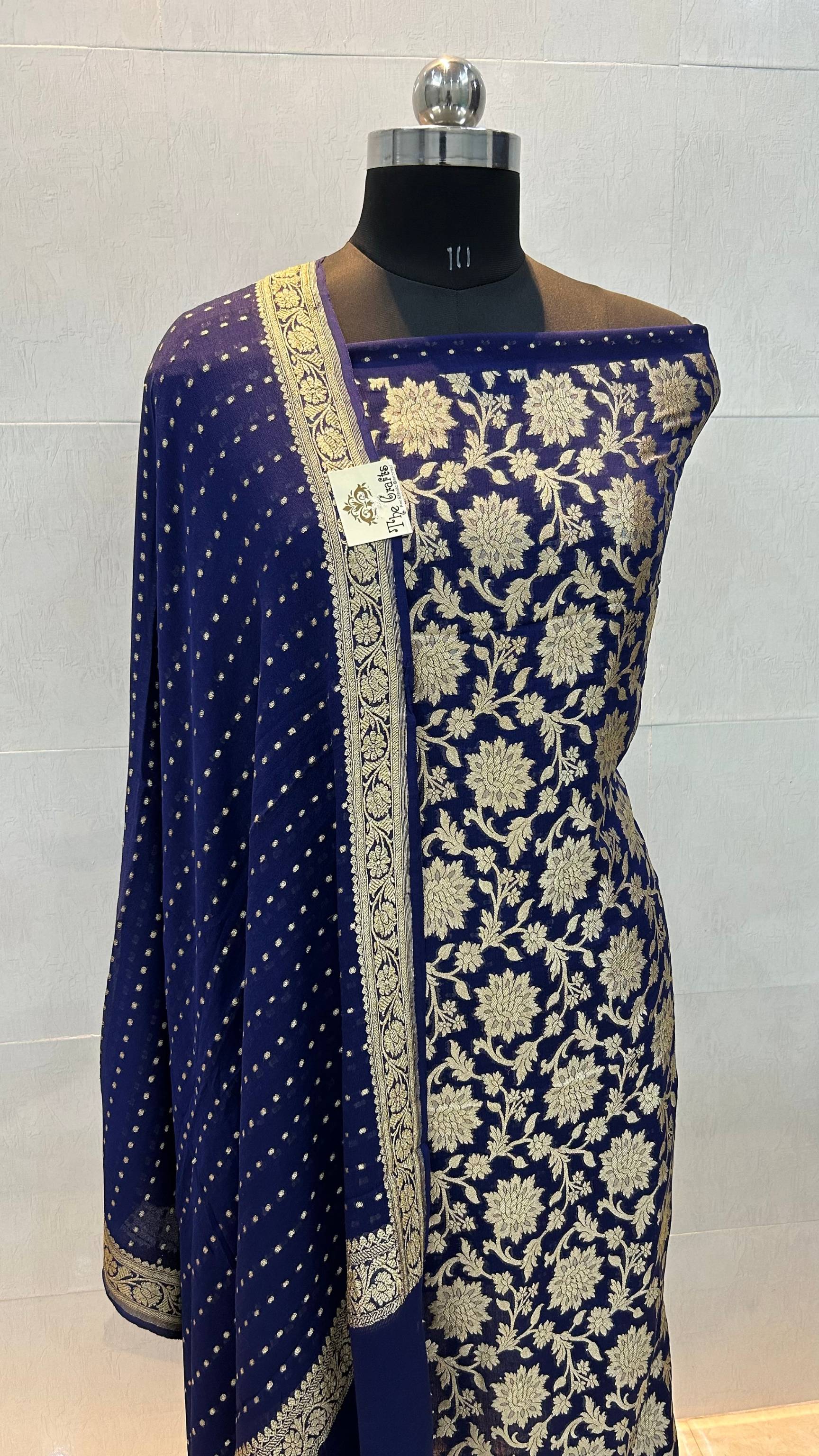 Khaddi Georgette Banarasi Dress Material