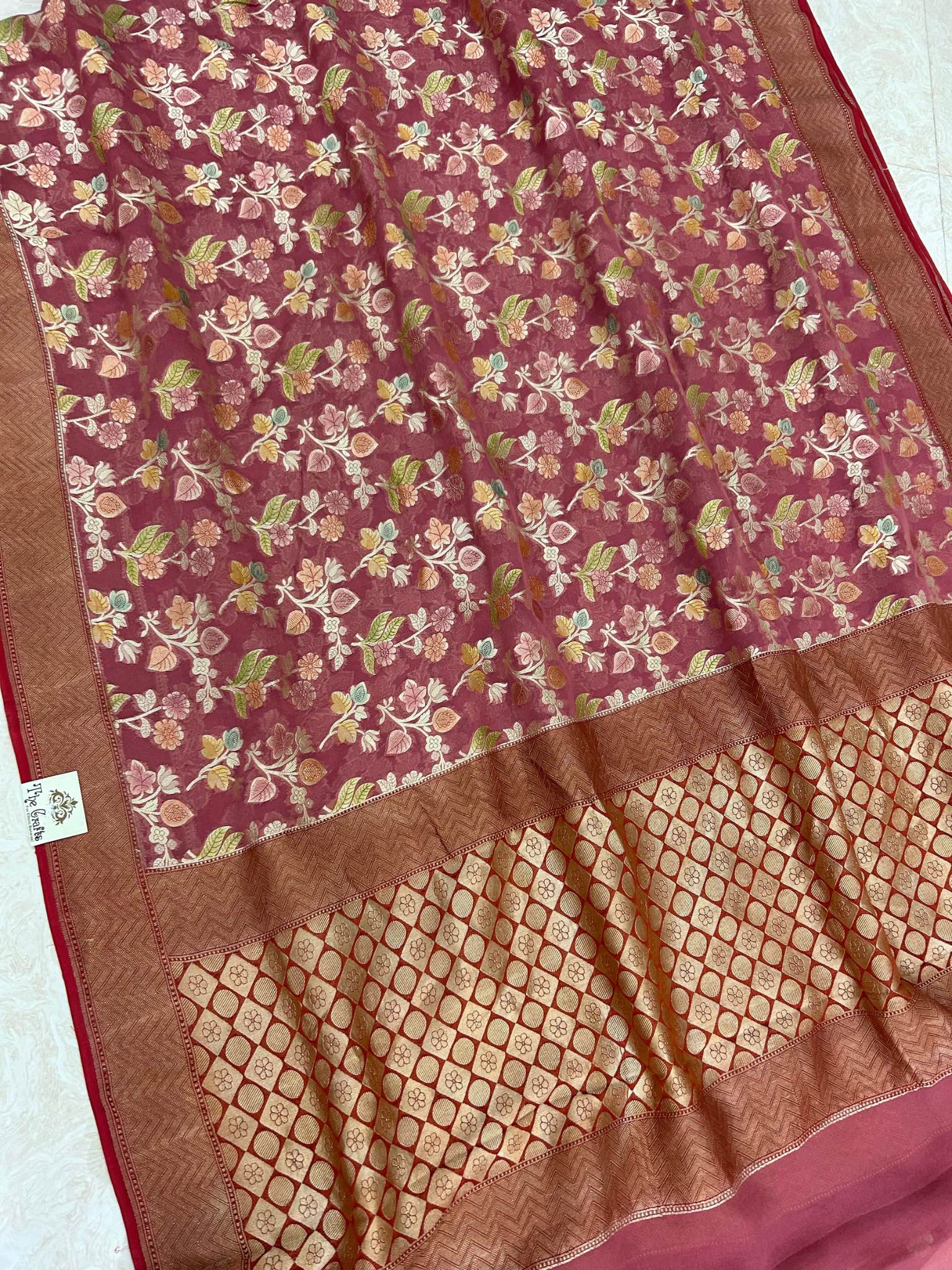 Khaddi Georgette Handloom Banarasi Saree