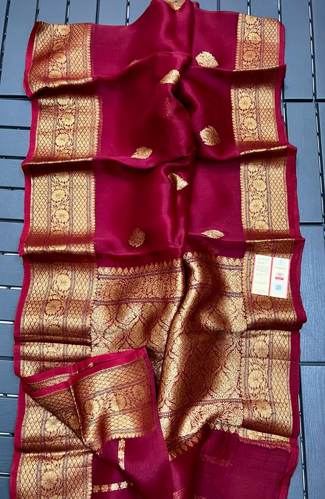 Pure Kora Silk Handloom Banarasi Saree