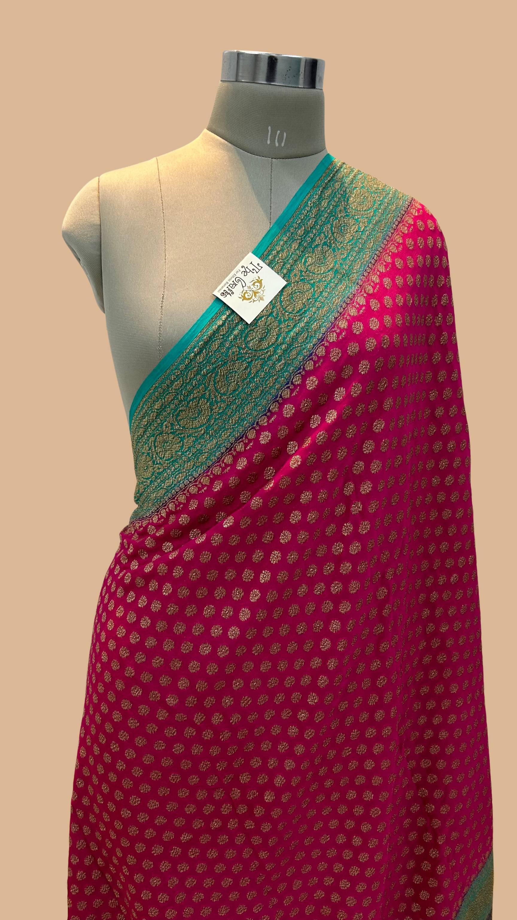 Khaddi Georgette Banarasi Saree - Antique Zari