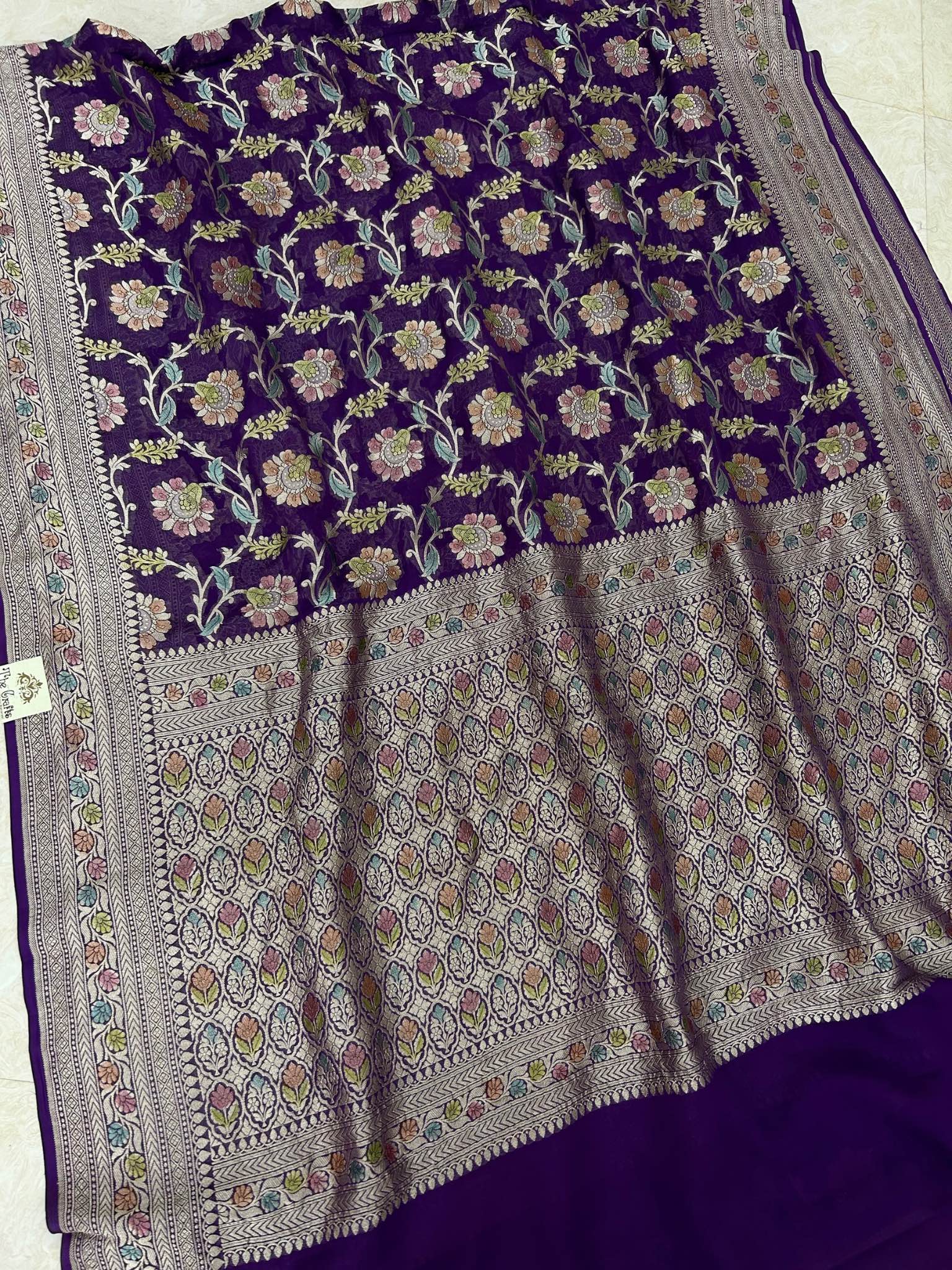 Khaddi Georgette Handloom Banarasi Saree