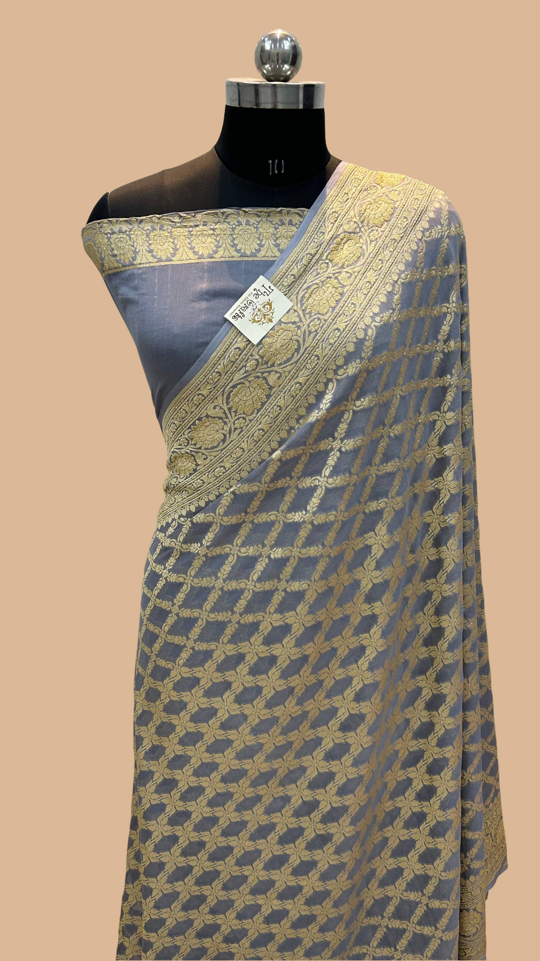 Khaddi Georgette Banarasi Saree - Gold Zari