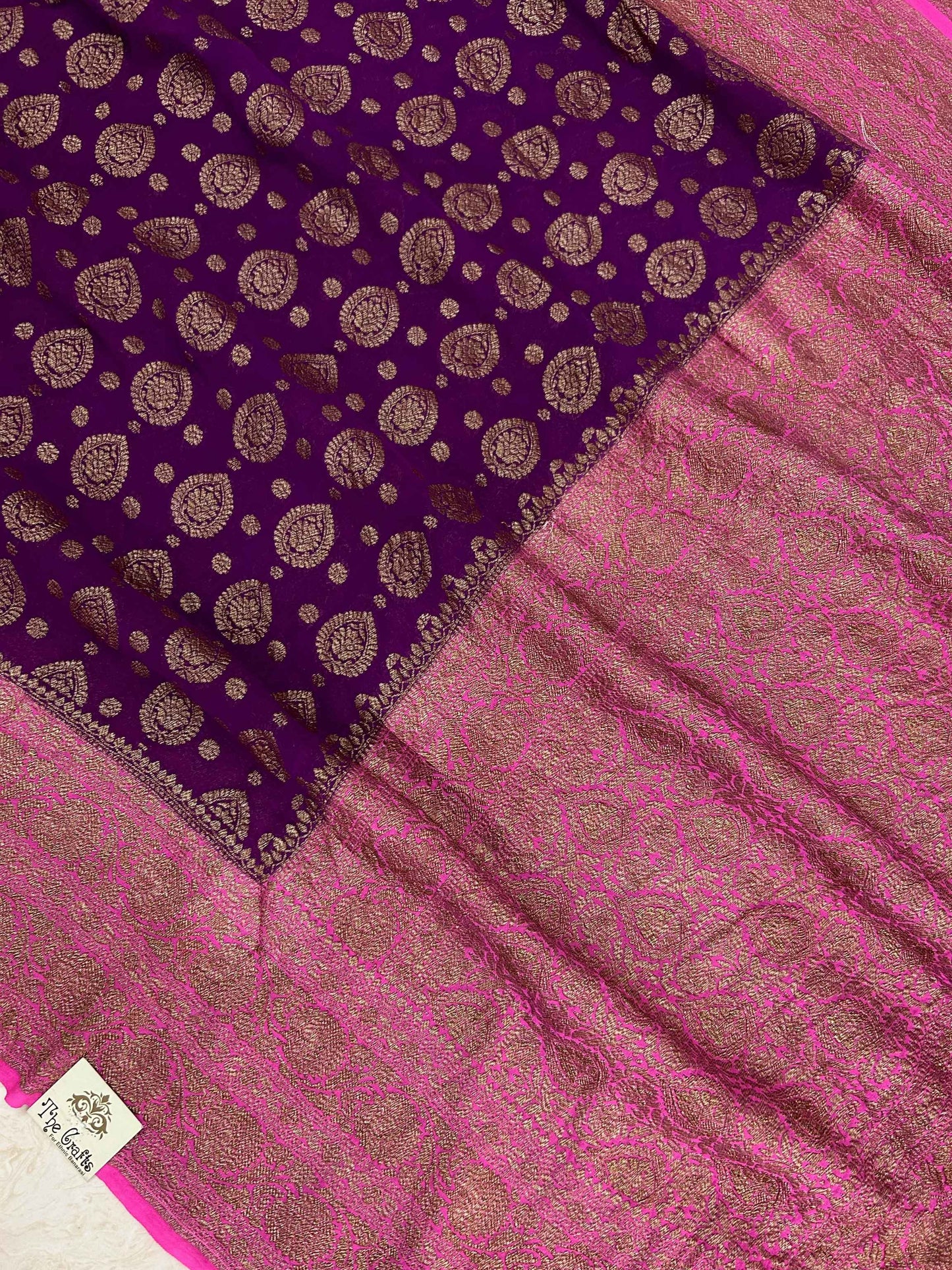 Khaddi Georgette Banarasi Saree - Antique Zari