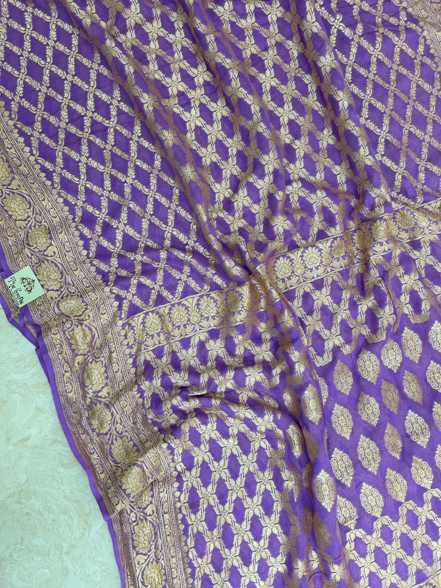 Khaddi Georgette Banarasi Saree - Gold Zari