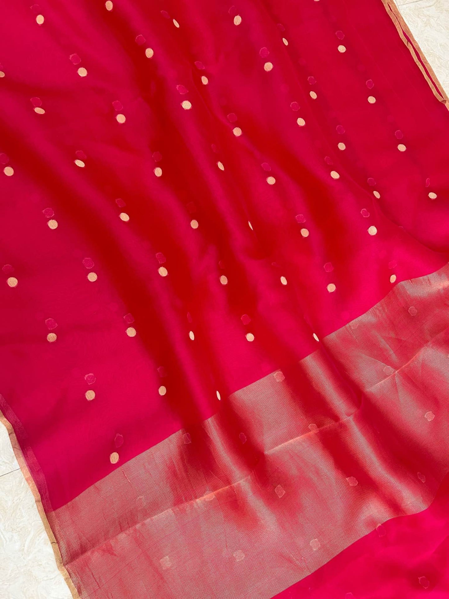 Hot Pink Pure Kora Silk Banarasi Saree