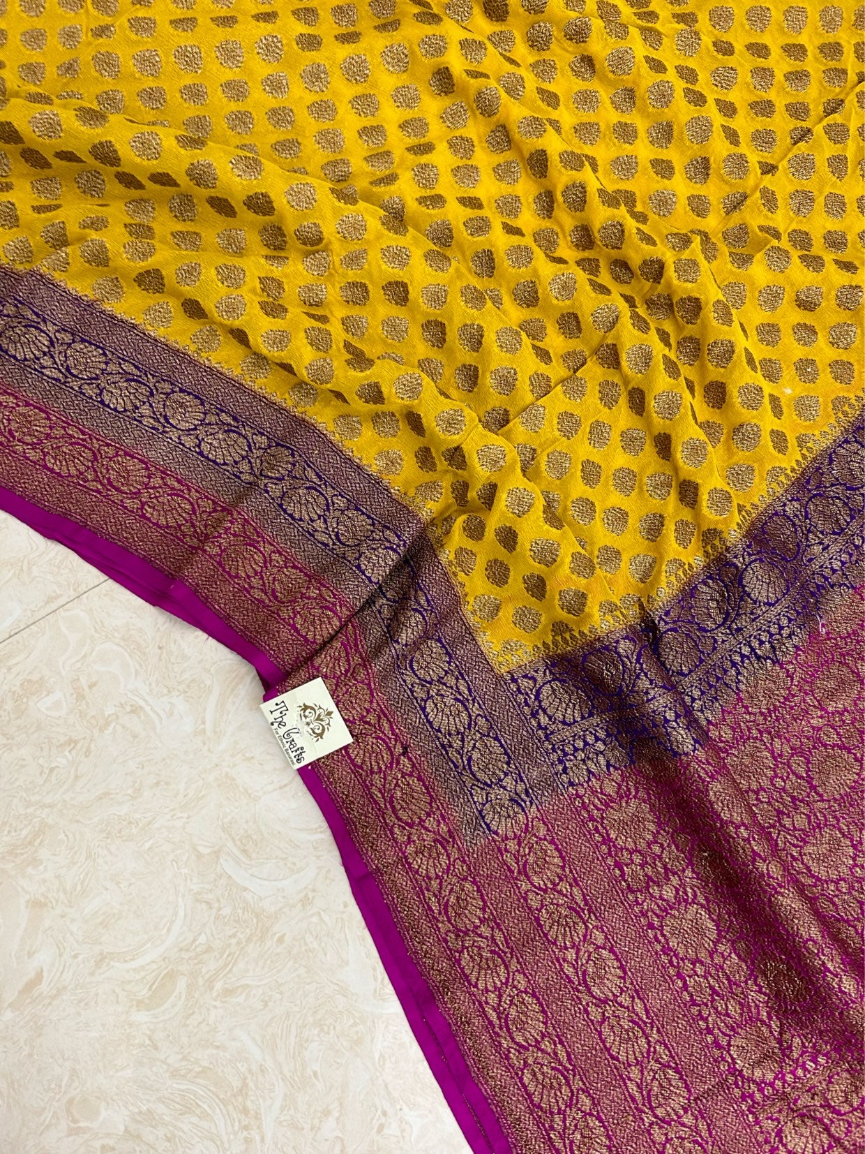 Khaddi Georgette Banarasi Saree - Antique Zari