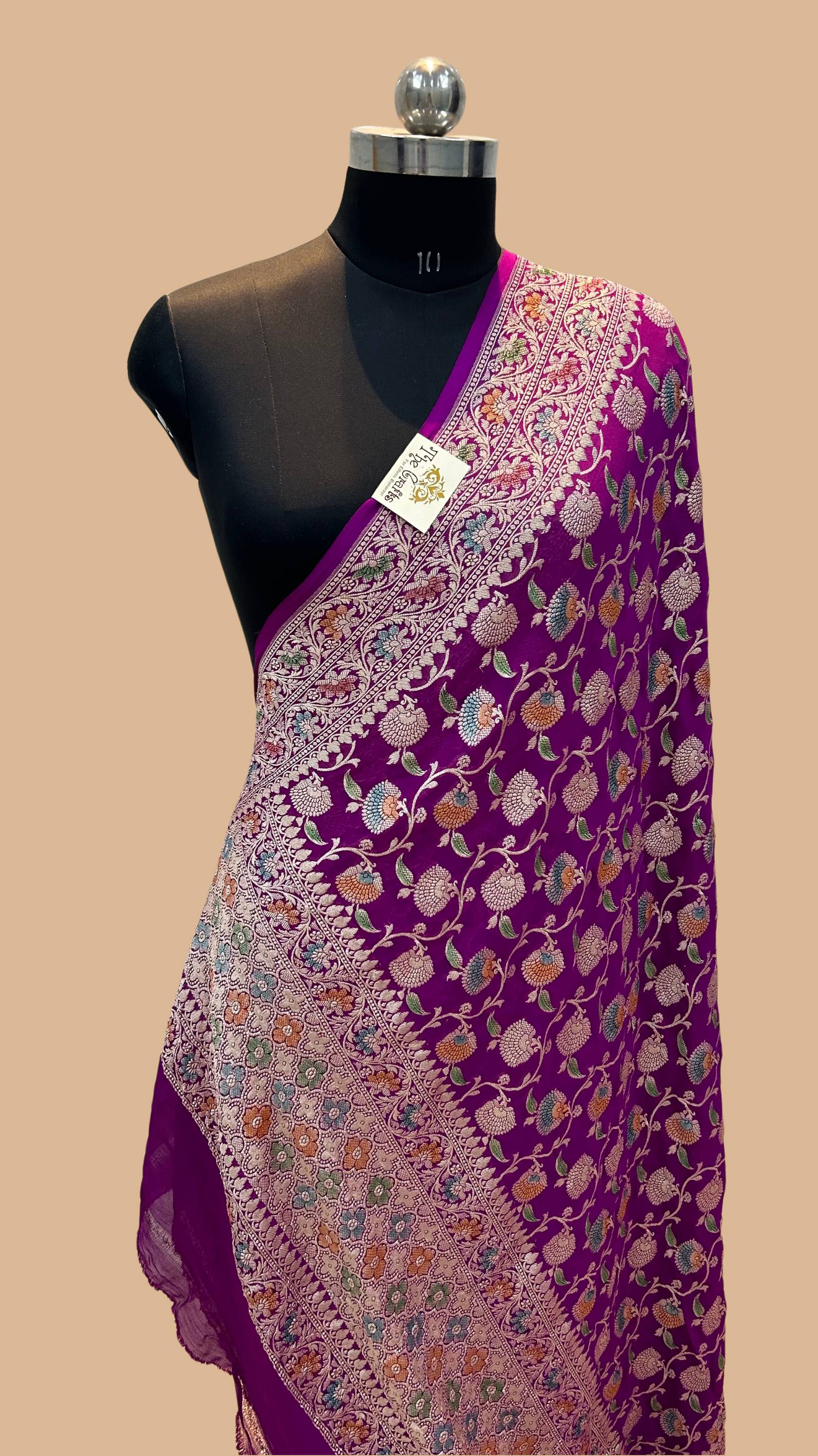 Khaddi Georgette Banarasi Dupatta - Water Zari