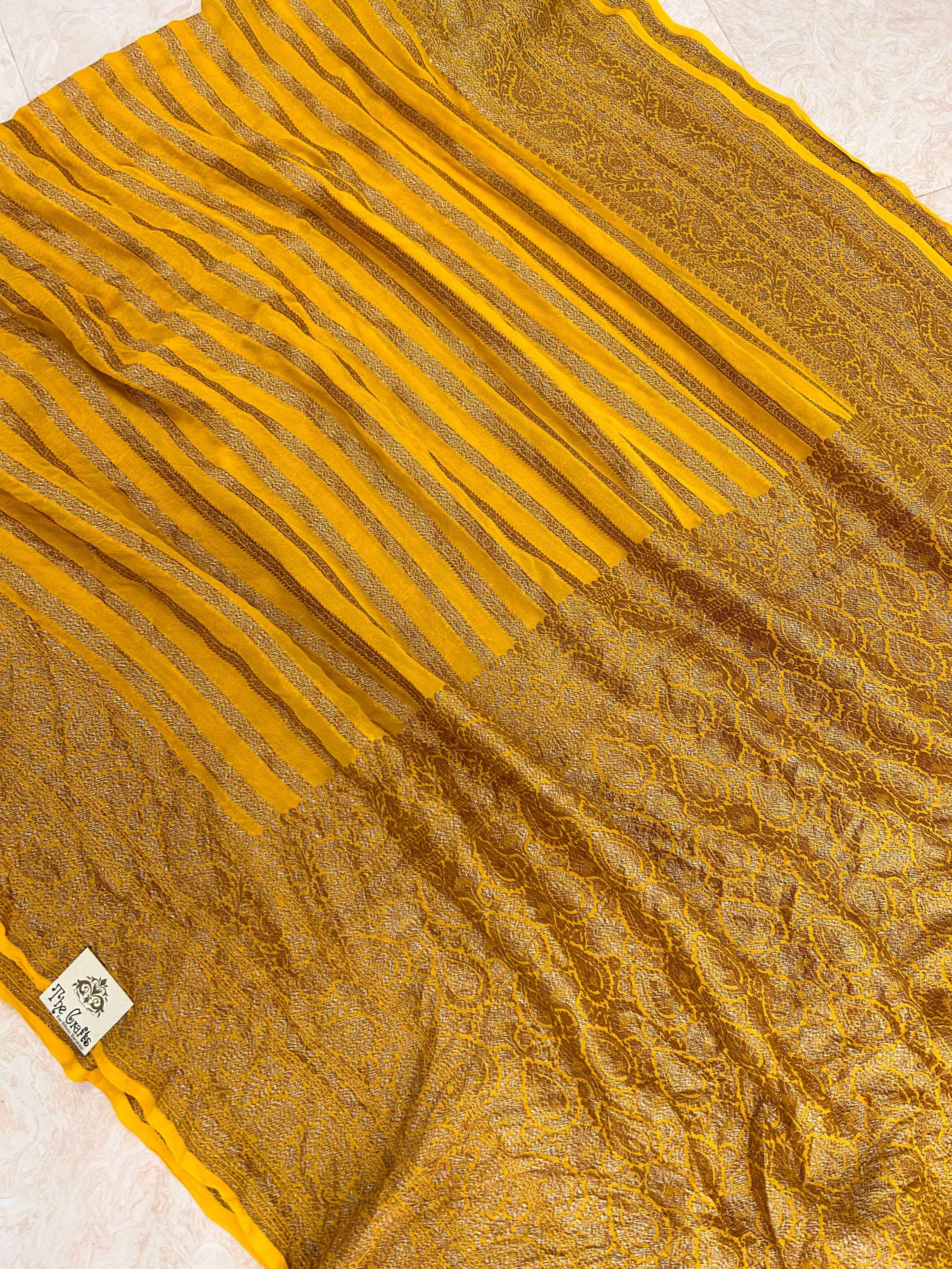 Khaddi Georgette Banarasi Saree - Antique Zari