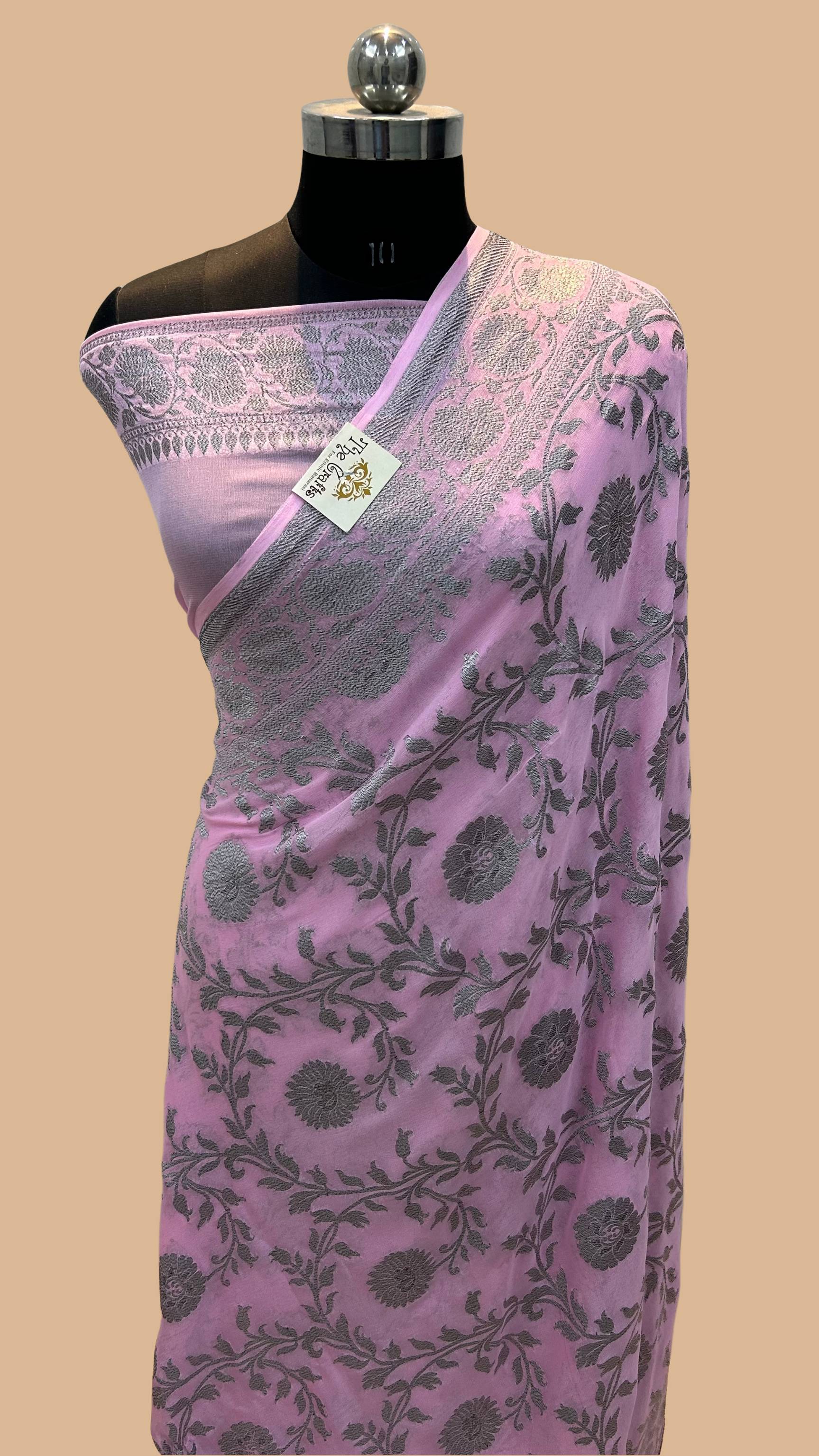 Khaddi Georgette Banarasi Saree - Antique Zari