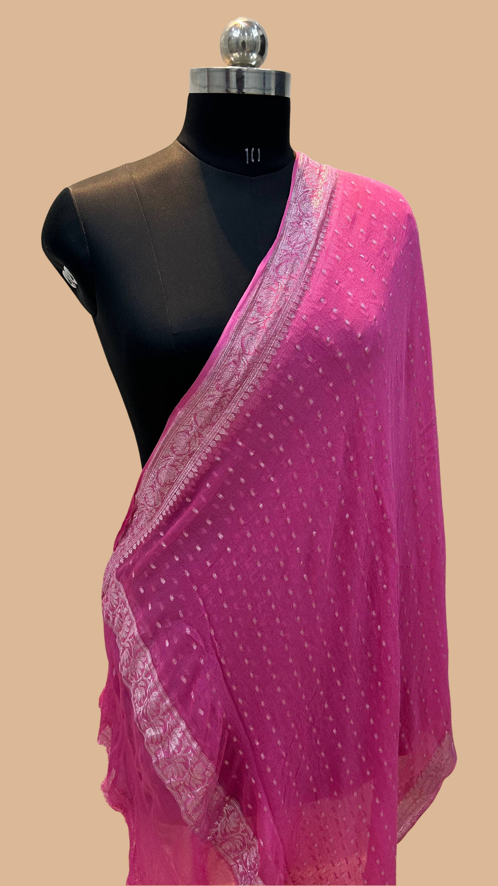 Pure Georgette Banarasi Dupatta - silver zari