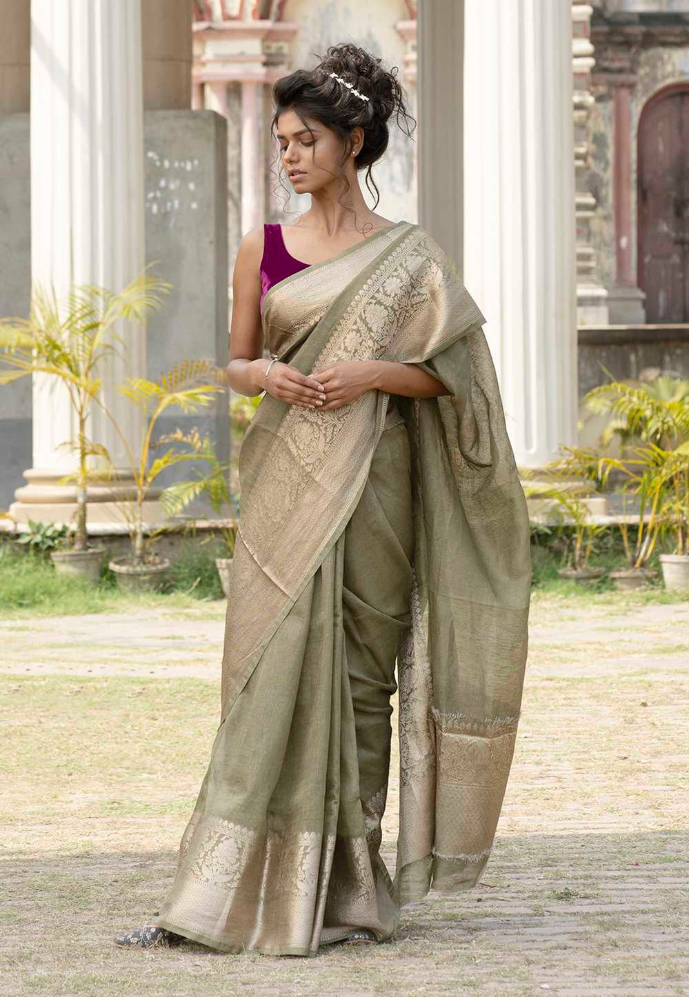 Pure Linen Banarasi Saree