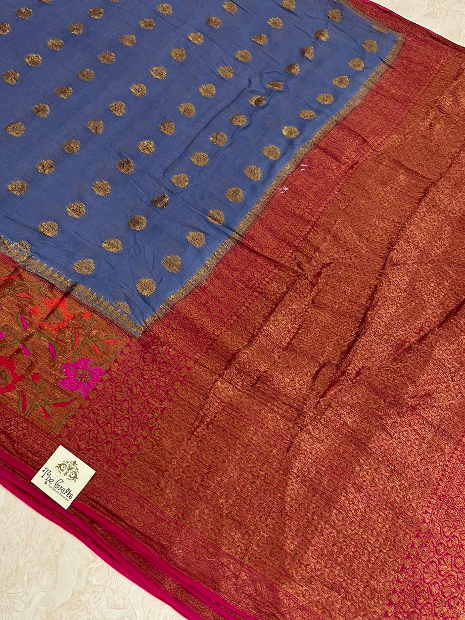 Pure Khaddi Chiffon Banarasi Saree