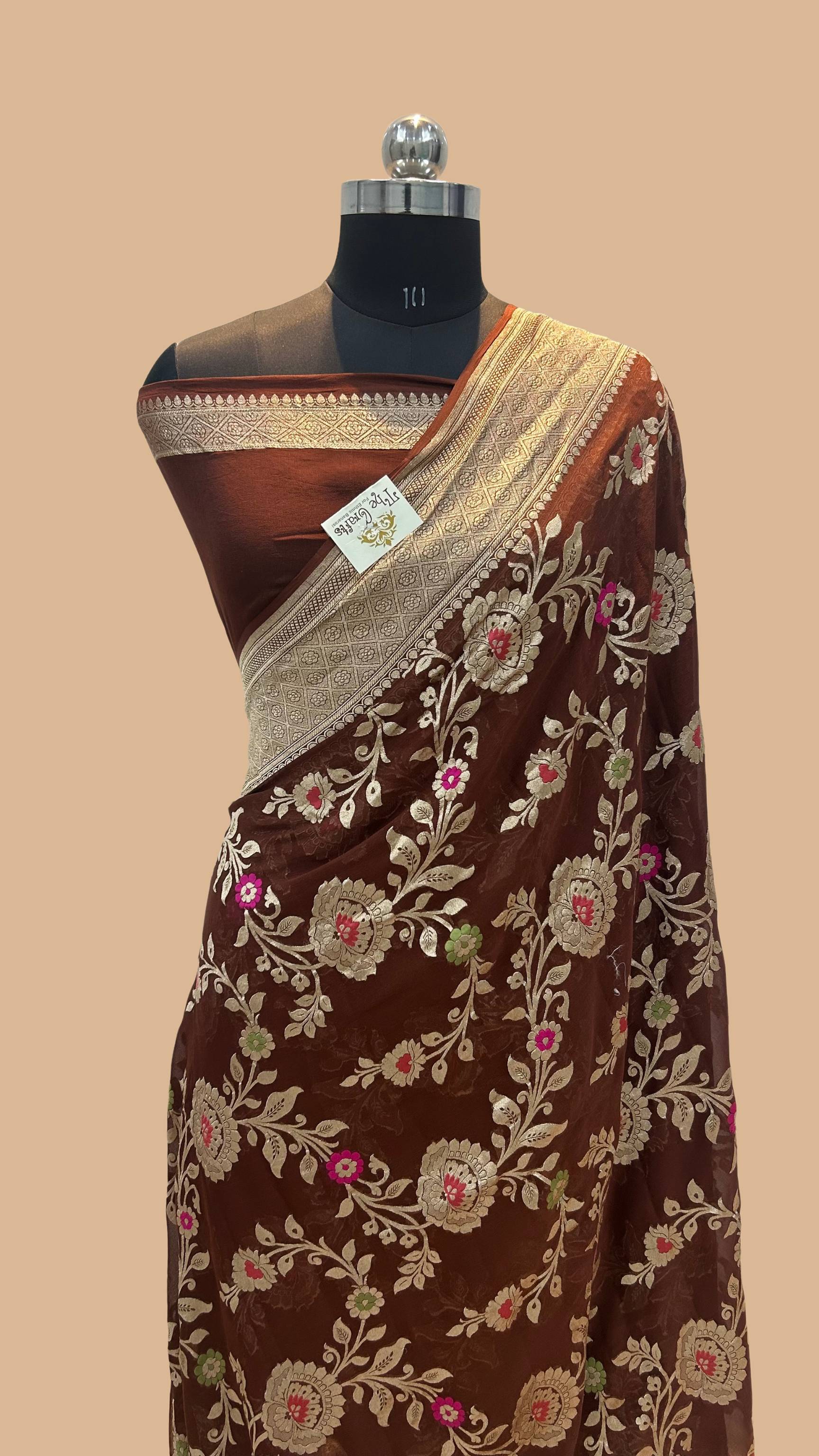 Khaddi Georgette Handloom Banarasi Saree - Meenakari