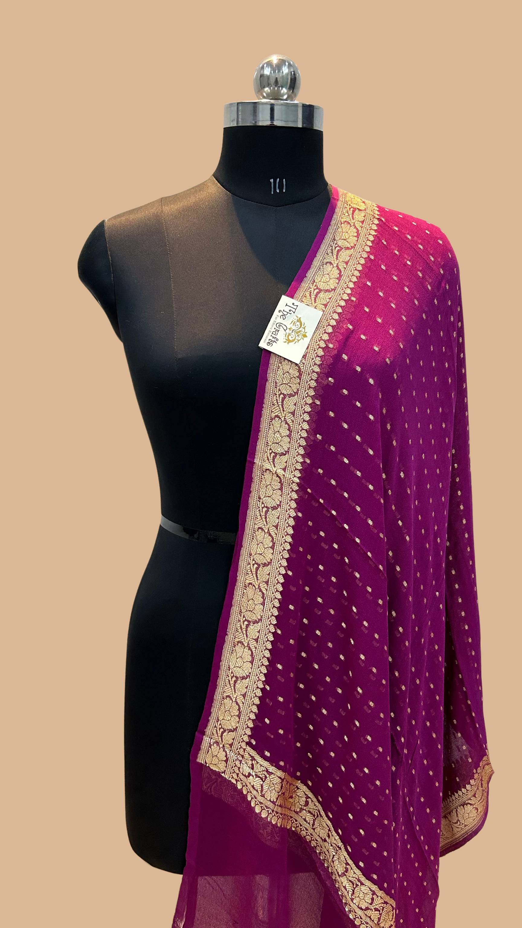 Pure Georgette Banarasi Dupatta - gold zari