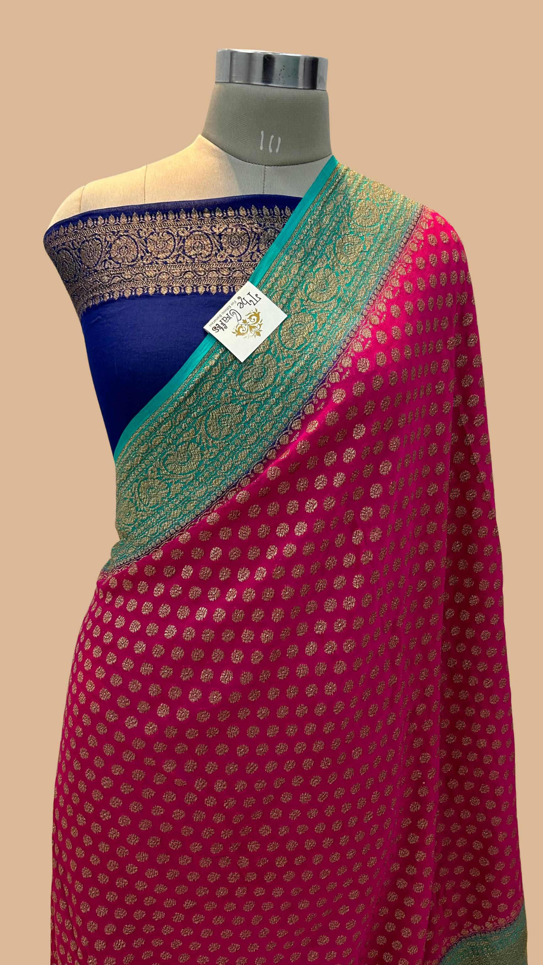 Khaddi Georgette Banarasi Saree - Antique Zari