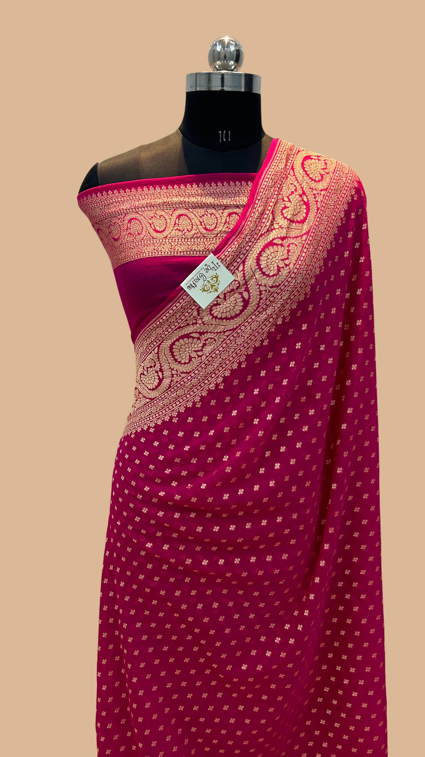 Khaddi Georgette Banarasi Saree - Gold Zari