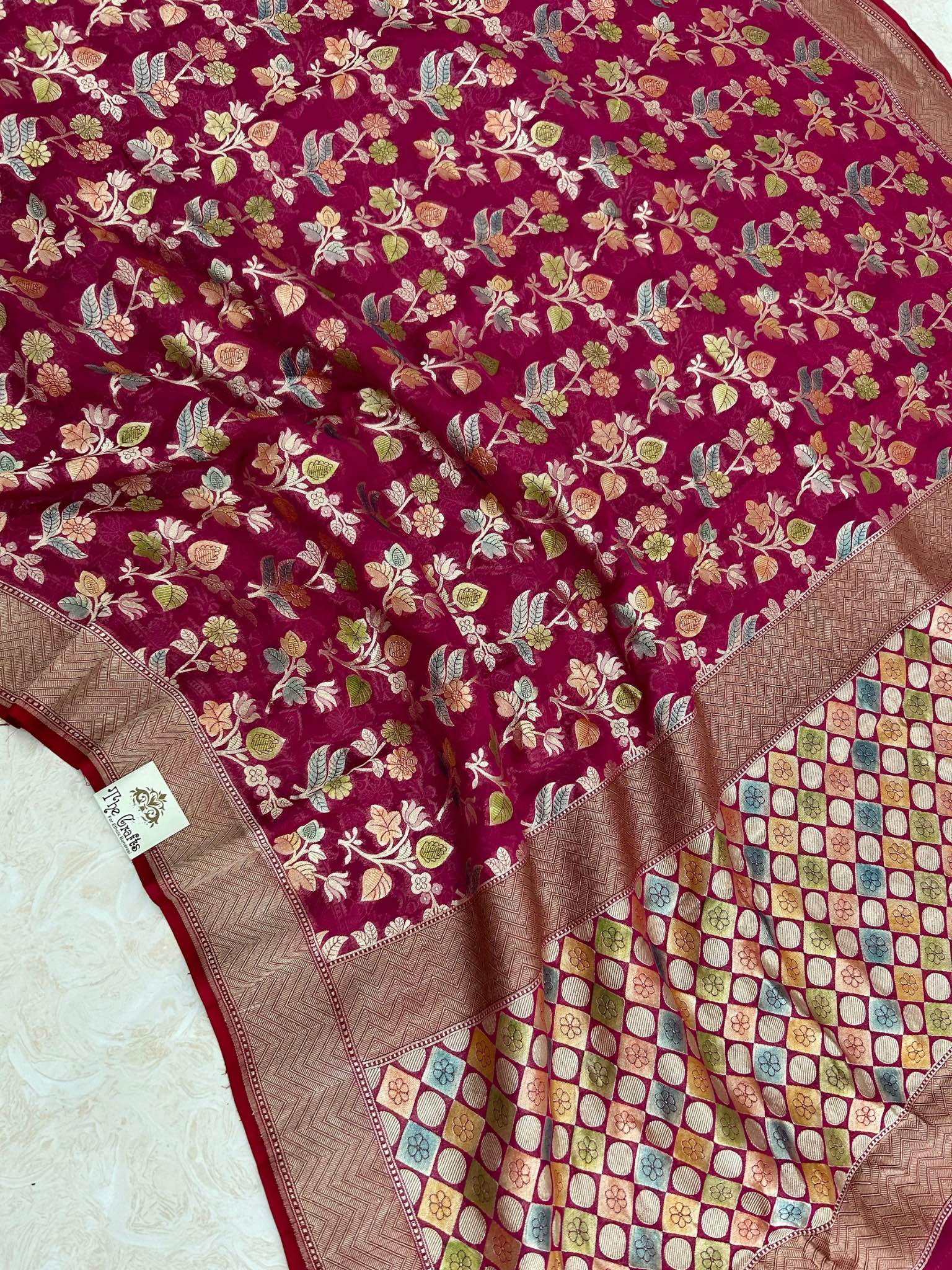 Khaddi Georgette Handloom Banarasi Saree