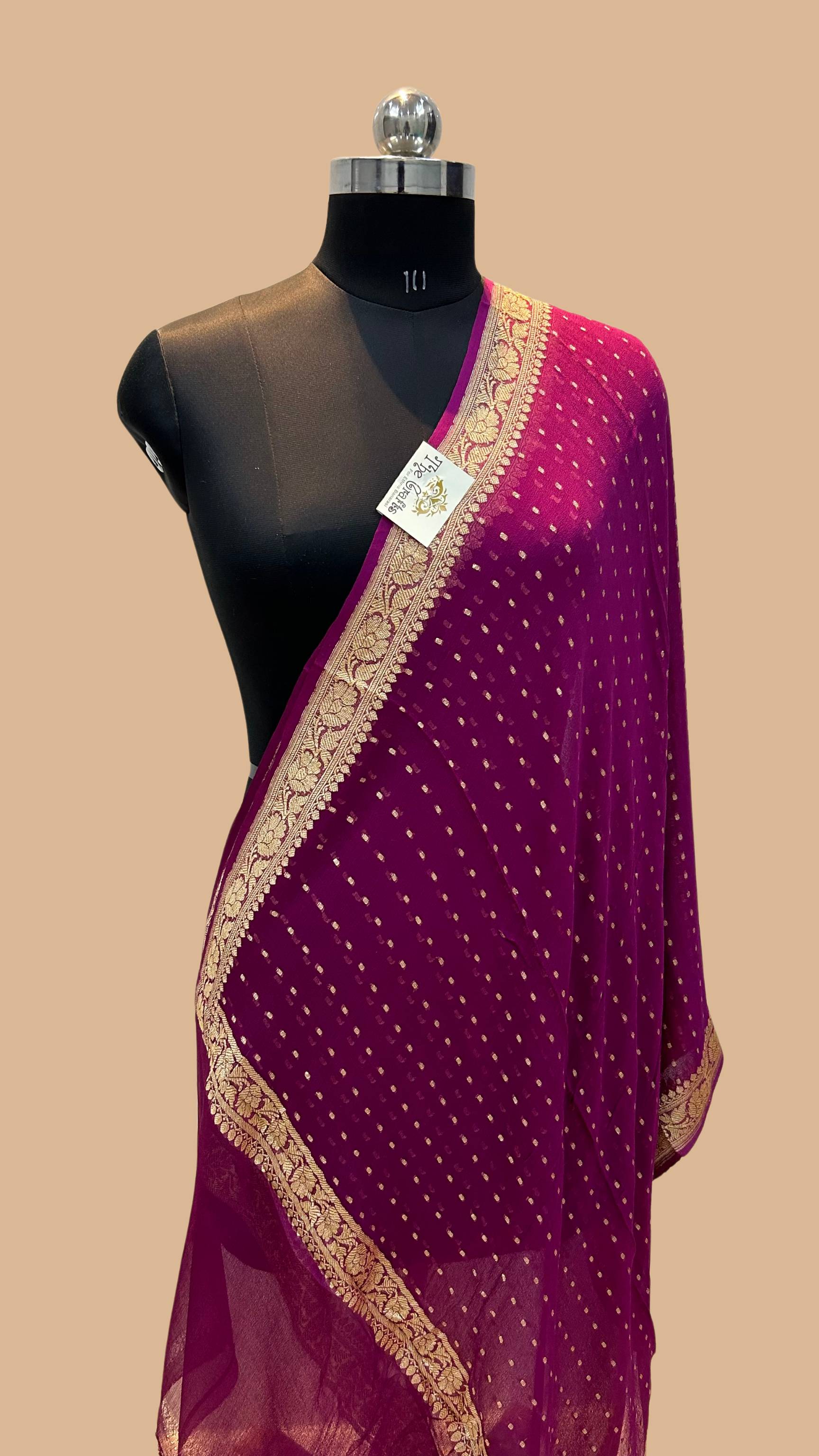 Pure Georgette Banarasi Dupatta - gold zari