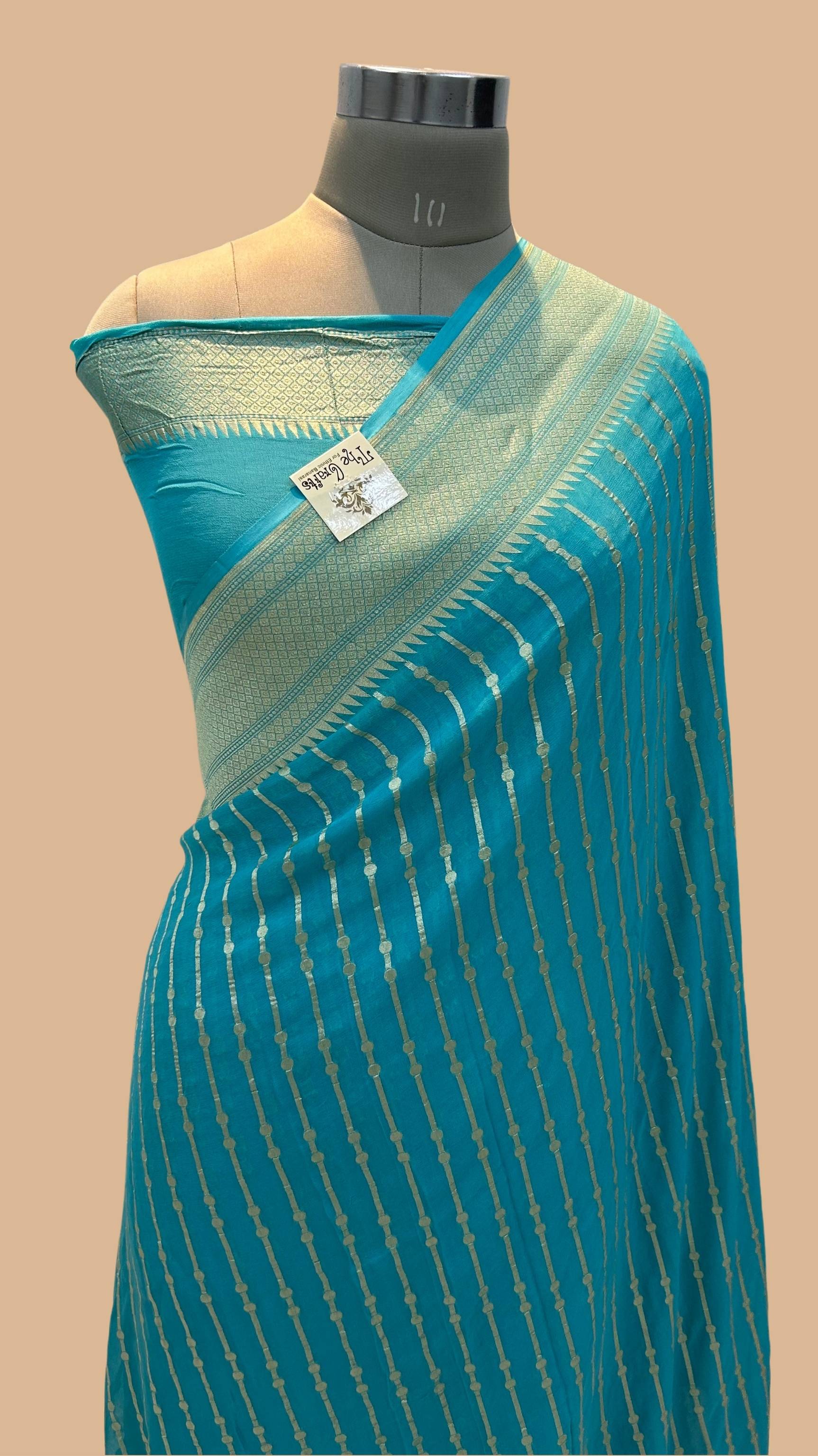 Khaddi Georgette Banarasi Saree - Water Zari