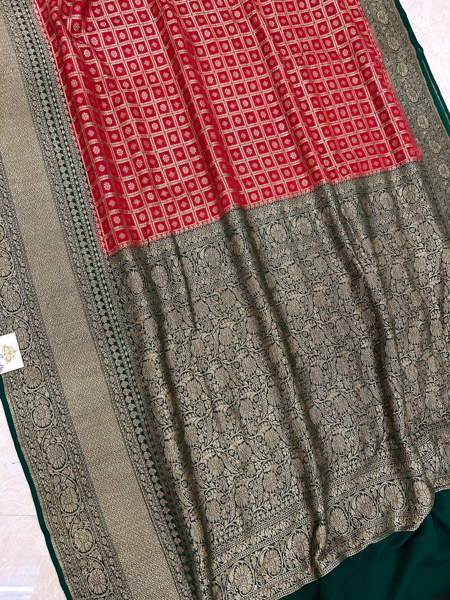 Khaddi Georgette Banarasi Saree - Antique Zari