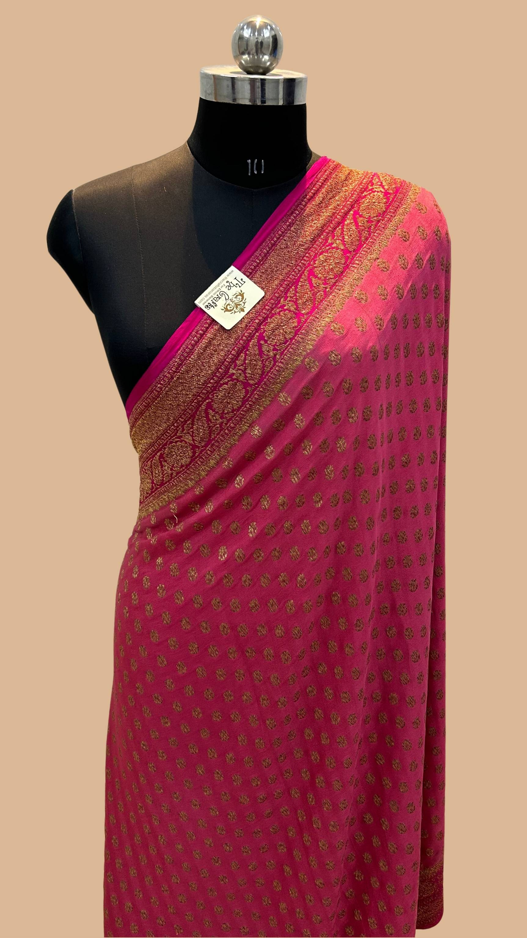 Khaddi Georgette Banarasi Saree - Antique Zari