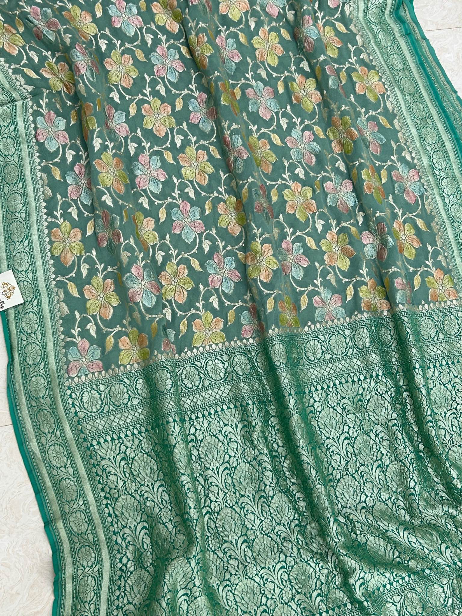 Khaddi Georgette Handloom Banarasi Saree