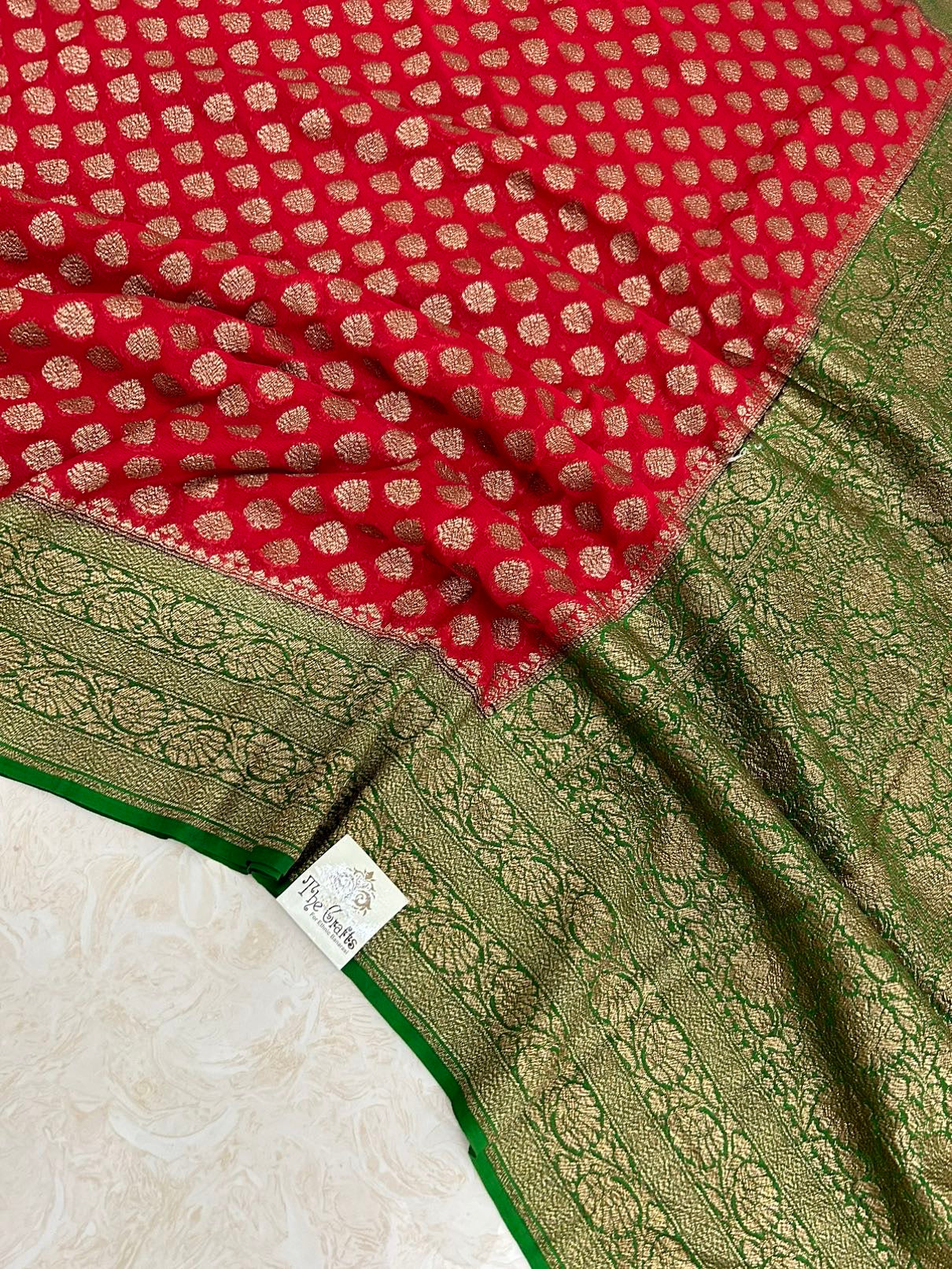 Khaddi Georgette Banarasi Saree - Antique Zari