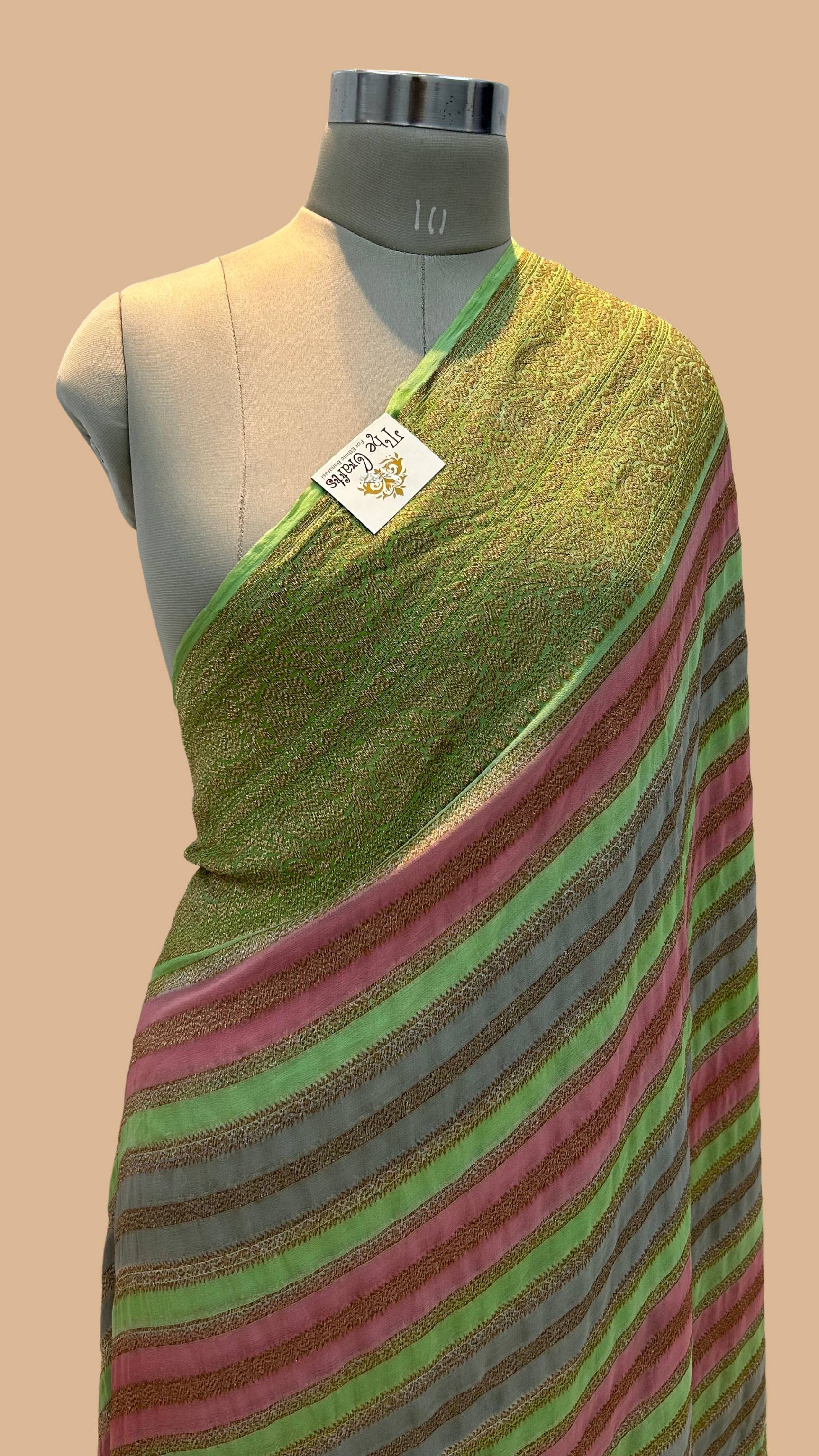 Khaddi Georgette Banarasi Saree - Antique Zari