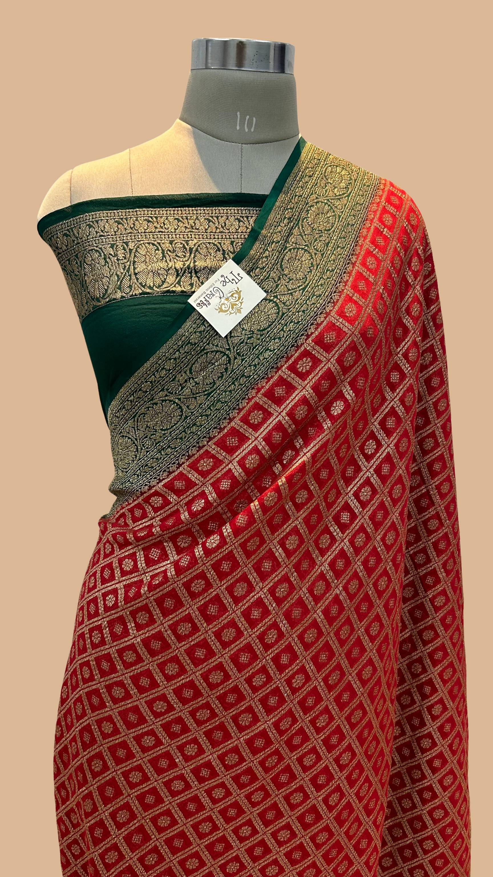 Khaddi Georgette Banarasi Saree - Antique Zari