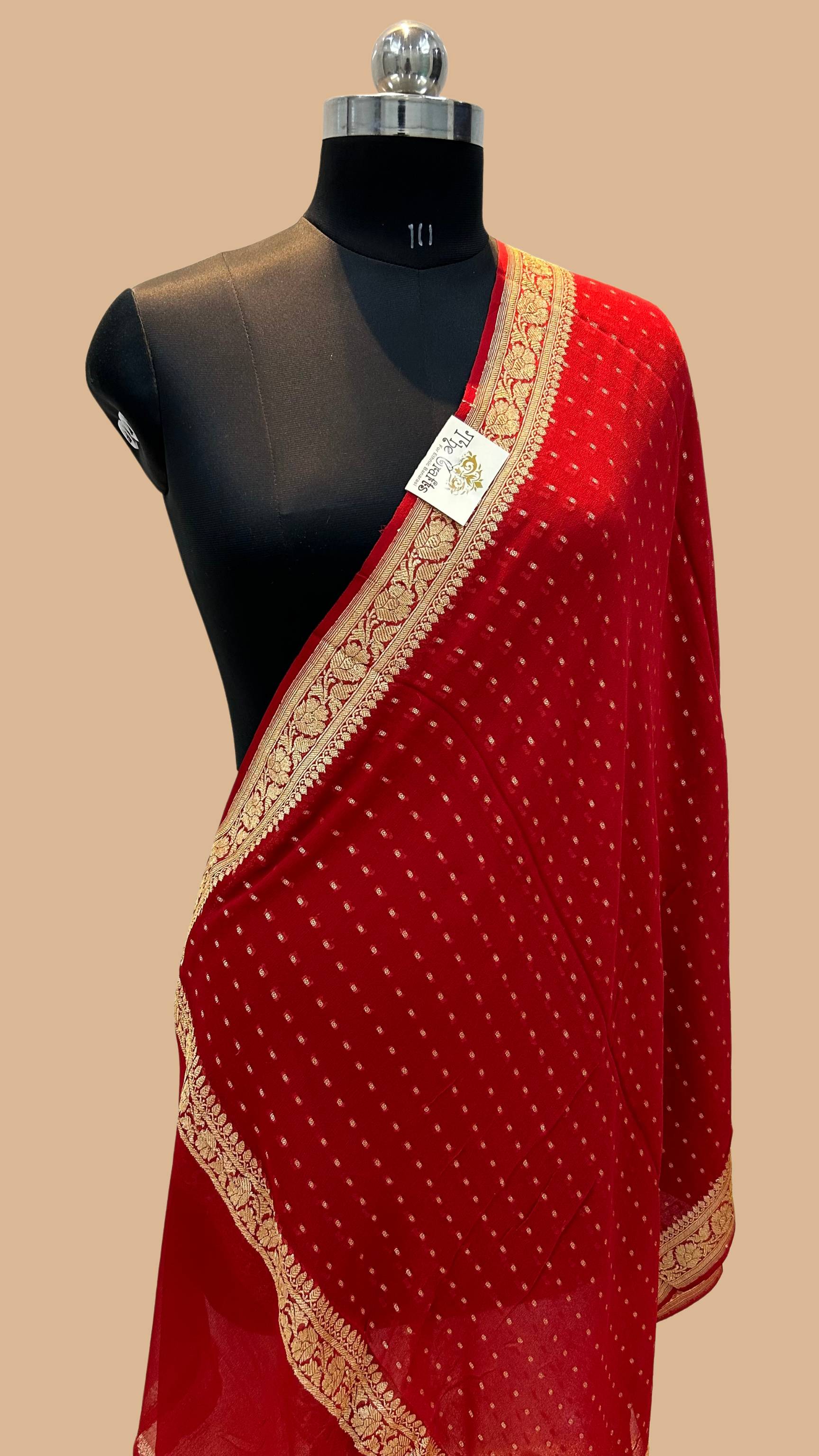 Pure Georgette Banarasi Dupatta - gold zari